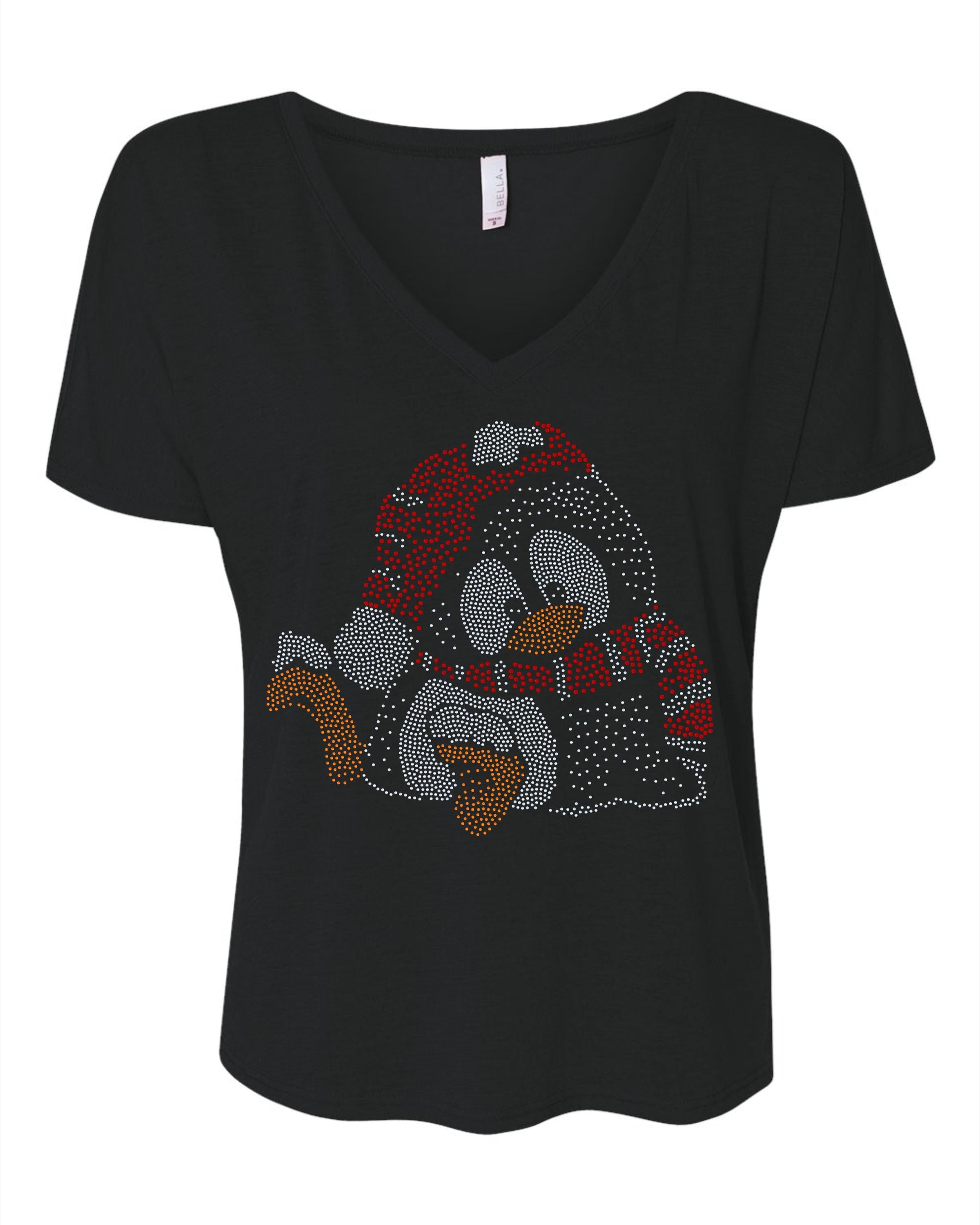 Christmas Penguin Bling Tee, T-Shirt/Christmas Spangle Design! Penguin Sweatshirt Bling! Long Sleeve V Neck! Holiday Bling Tee! - Stitch N Bling