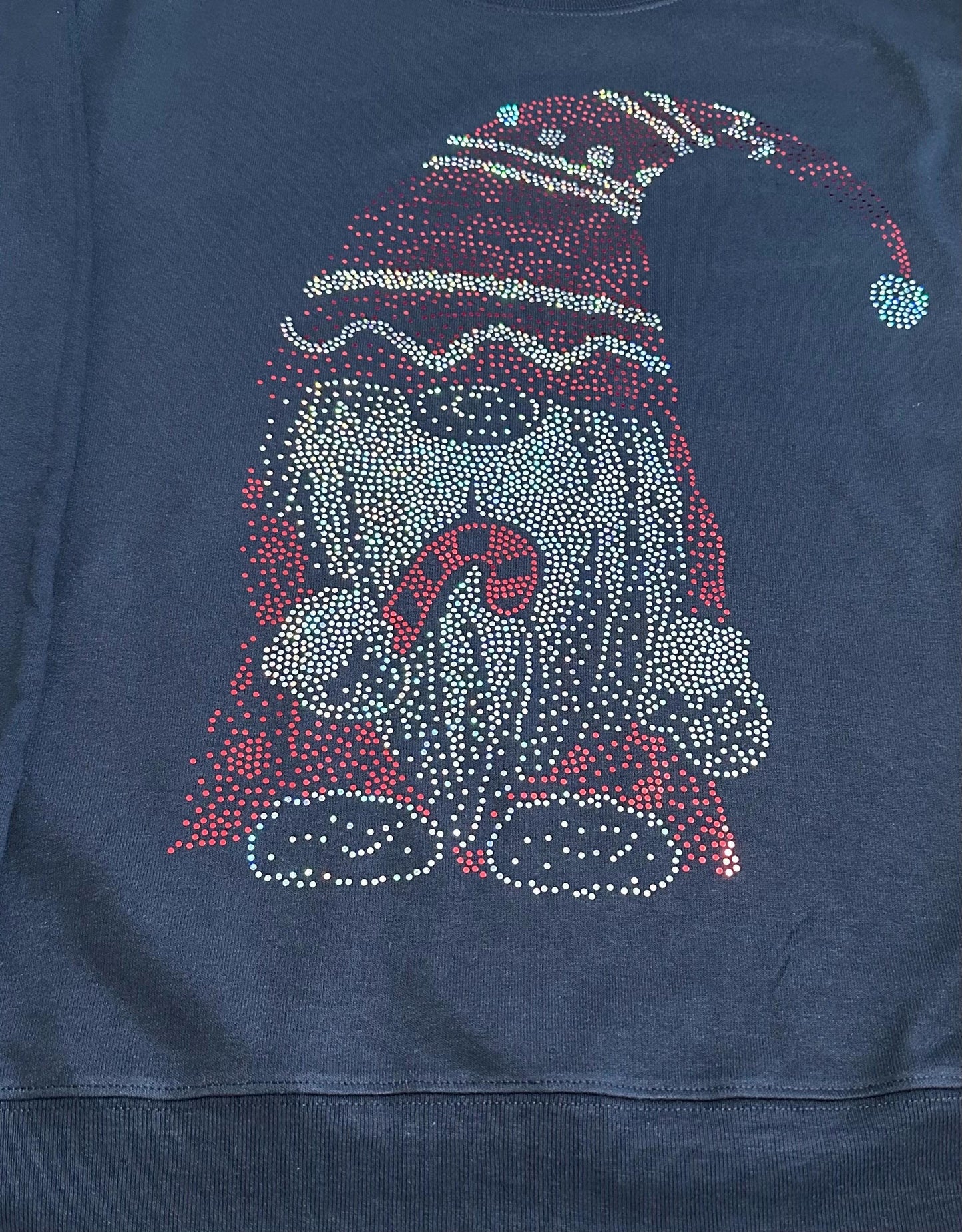 Christmas Gnome Bling Tee, T-Shirt Christmas Spangle Design! Gnome with Santa Hat! Gnome Tee, Long Sleeve or Sweatshirts! - Stitch N Bling