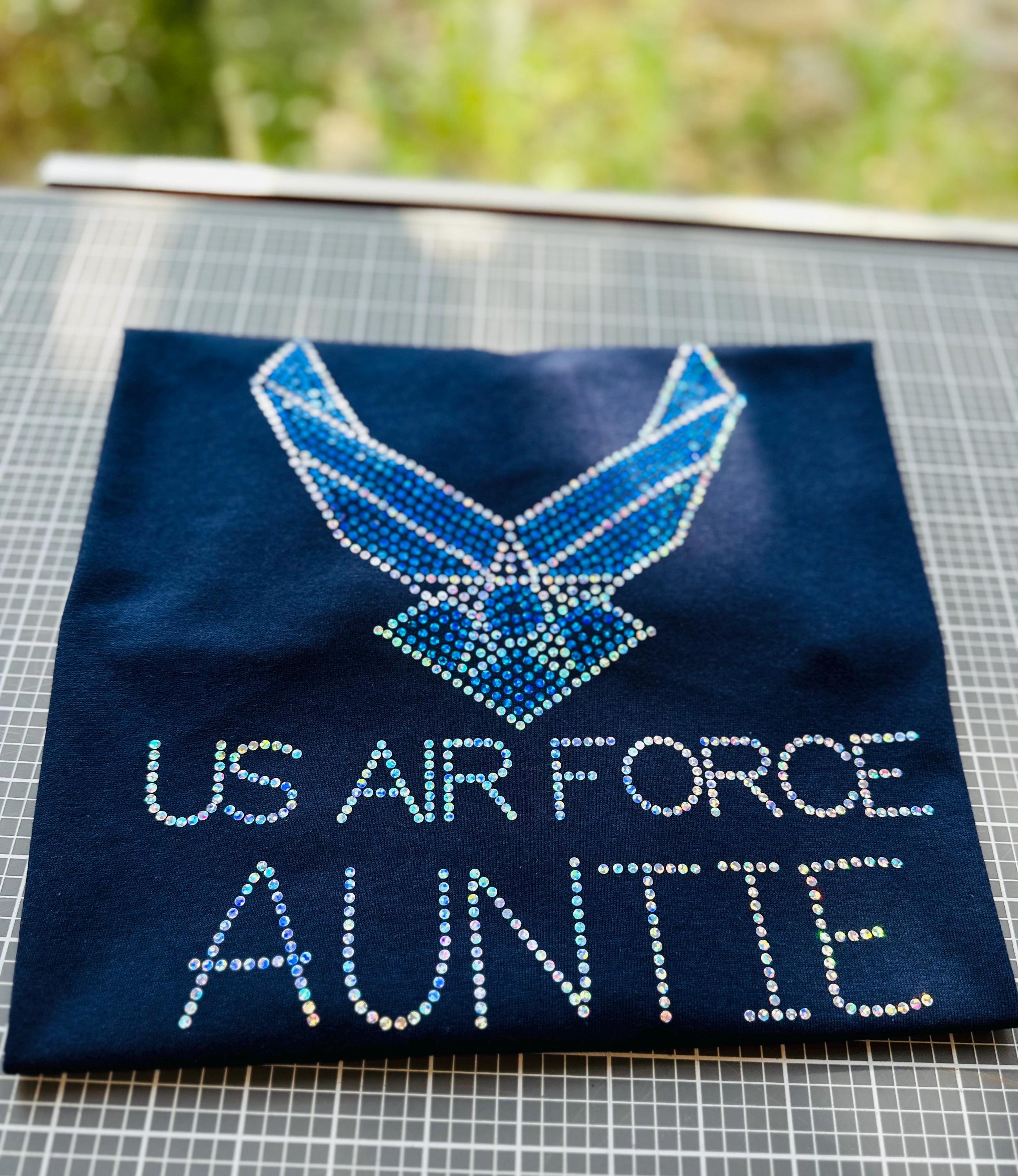 US Airforce Bling / Military Sparkle/ USA Airforce Bling Navy or Black Tee or Tank - Stitch N Bling