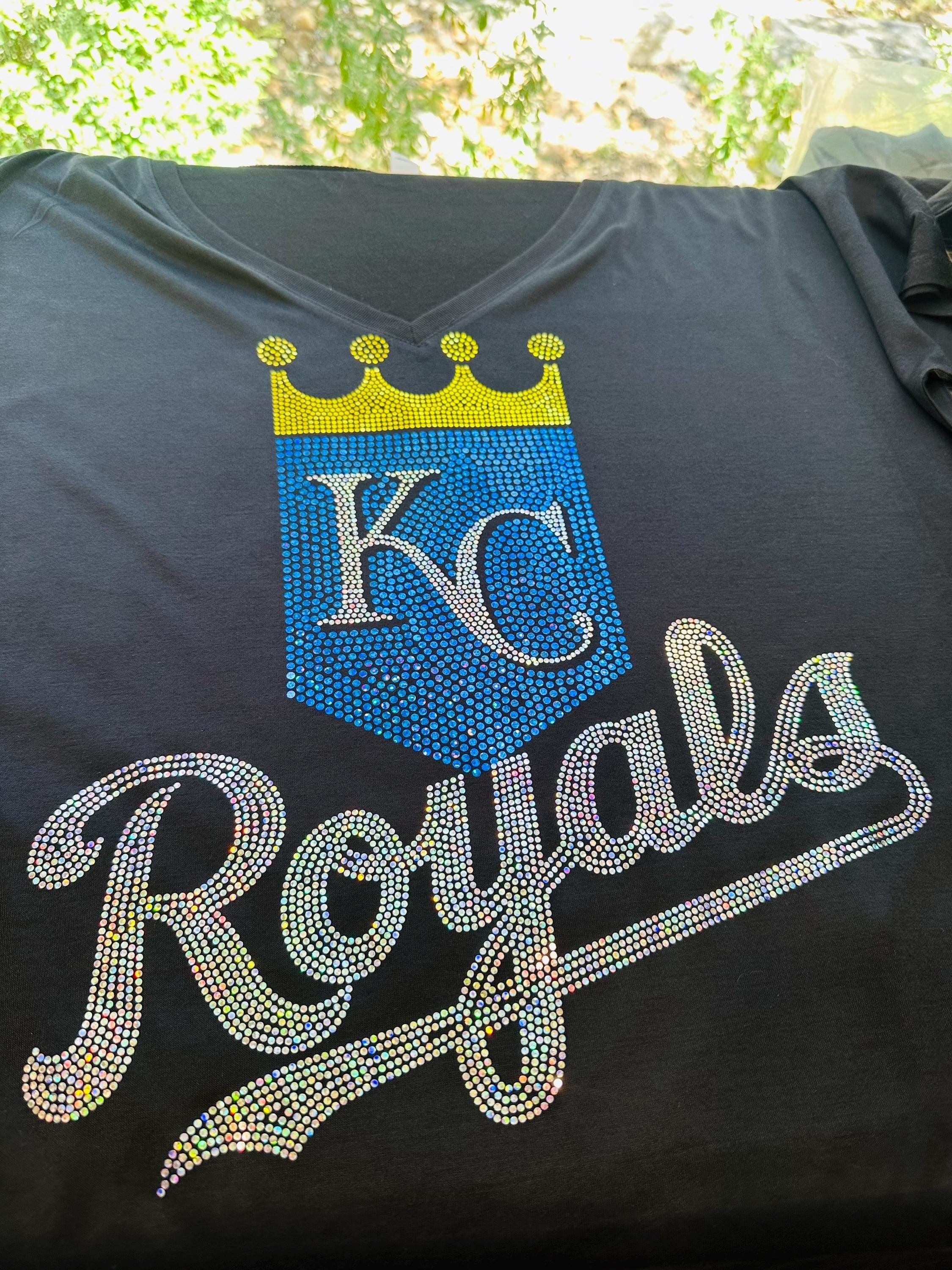 Kansas City Royals Bling / Baseball Sparkle/ KC Royals Sports Bling Navy or Black Tee or Tank - Stitch N Bling