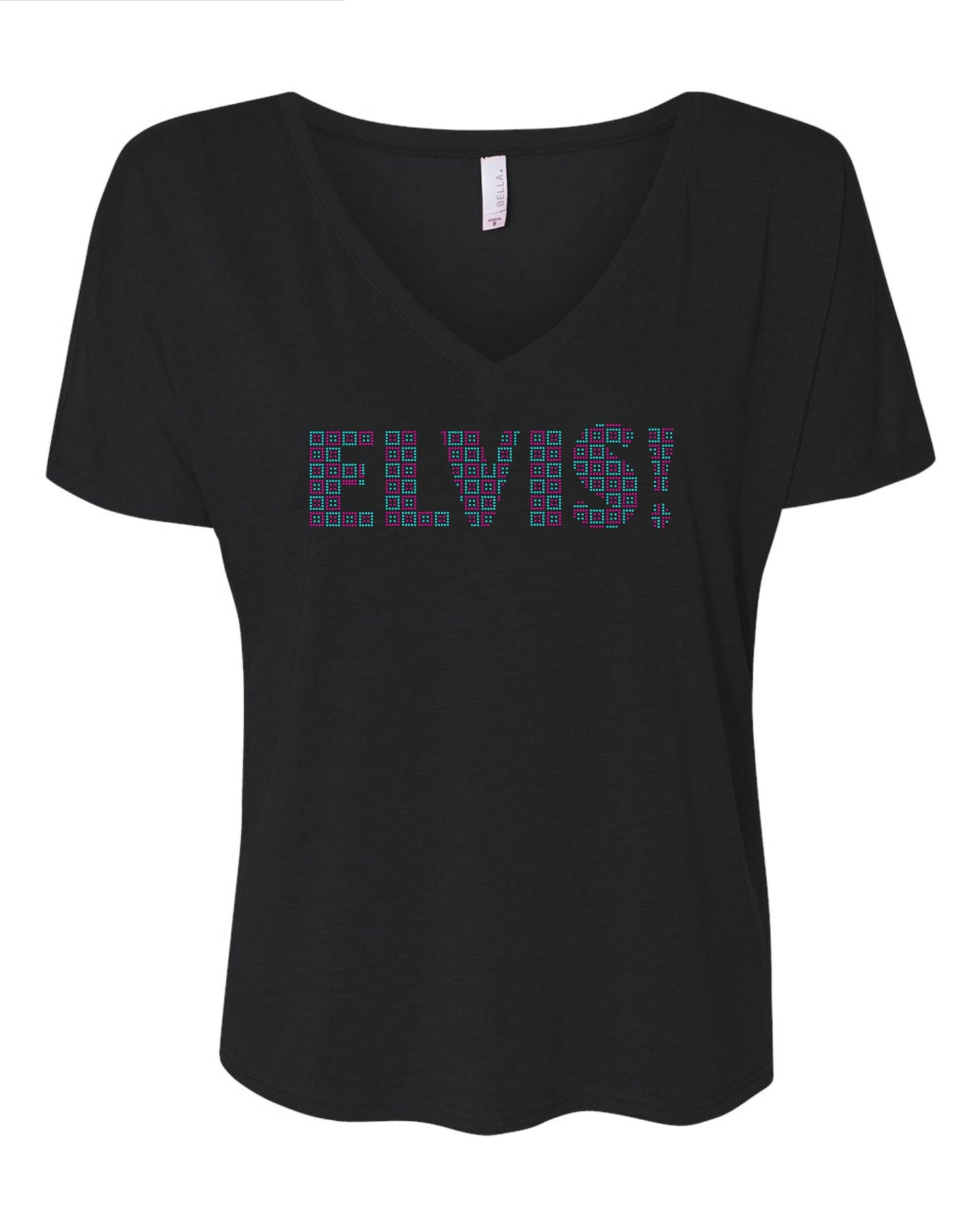 Elvis Presley Block Name Bling Tee, long sleeve or Sweatshirt! Elvis Bling in Teal, Pink or any custom color! - Stitch N Bling