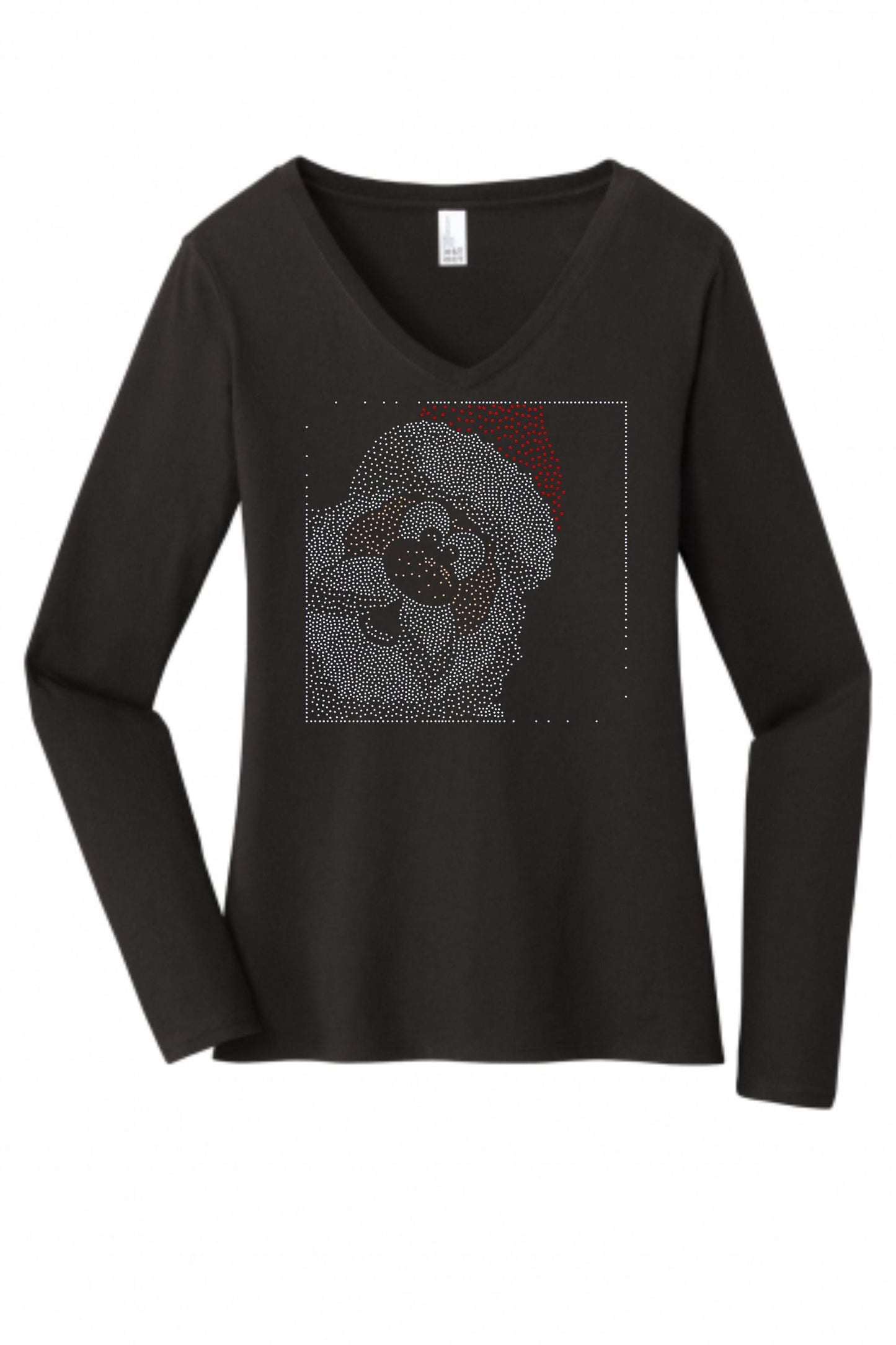 Christmas Santa Bling Tee, T-Shirt Christmas Spangle Design! Santa Claus! St. Nicholas Tee, Long Sleeve or Sweatshirts! - Stitch N Bling
