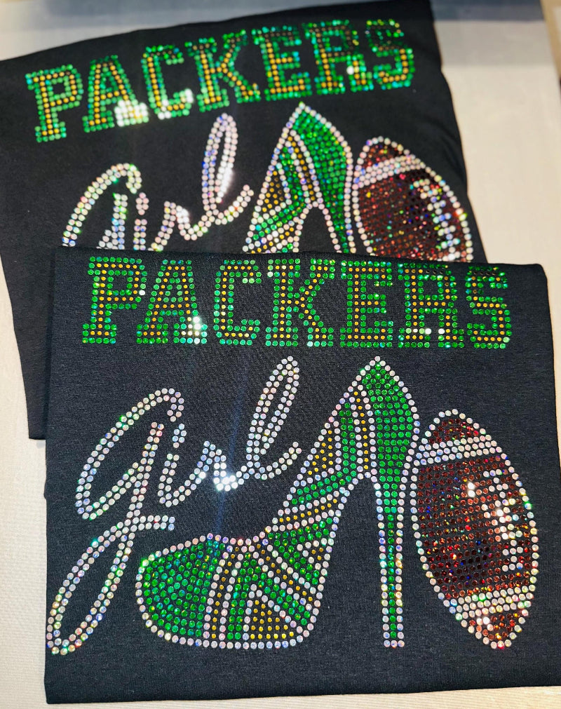 Personalized Green Bay Packers Tee, High Heel Tennis Shoe, Packers Girl, Personalization Optional! Long sleeve and Sweatshirts! - Stitch N Bling
