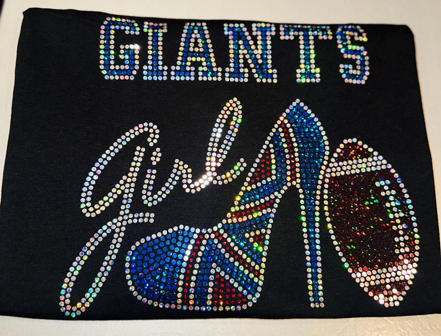 Personalized New York Giants Bling Tee, High Heel Shoe, Giants Girl, Personalization Optional! Sweatshirts and Long sleeve Available! - Stitch N Bling