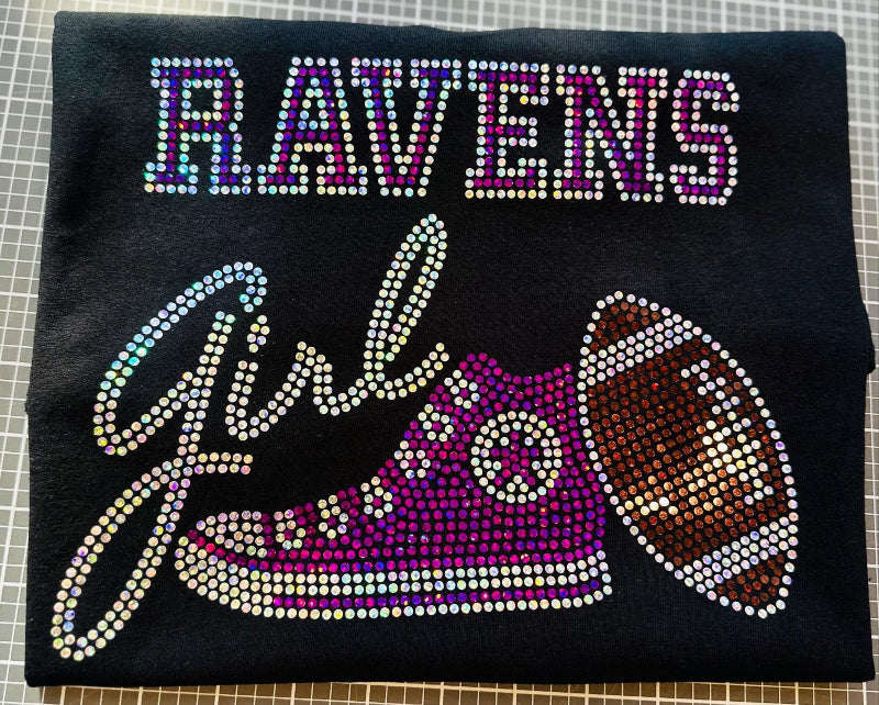 Personalized Baltimore Ravens Bling Tee, Converse Tennis Shoe, Ravens Girl, Personalization Optional! Long sleeve and Sweatshirts! - Stitch N Bling
