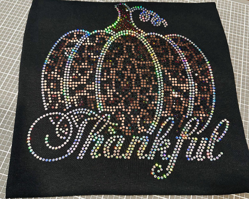 Thankful Leopard Pumpkin Bling Tee, T-Shirt Pumpkin Spangle Design! Fall Pumpkin Tee, Long Sleeve or Sweatshirt! Thanksgiving Shirt! Holiday - Stitch N Bling