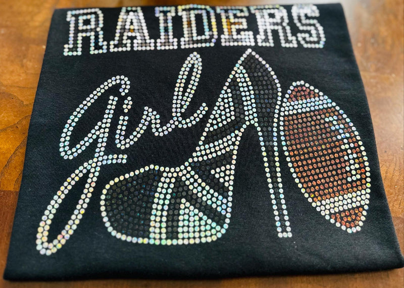 Las Vegas Raiders Bling Tee, High Heel Shoe, Raiders Girl, Personalization Optional! Long sleeve and Sweatshirts! - Stitch N Bling