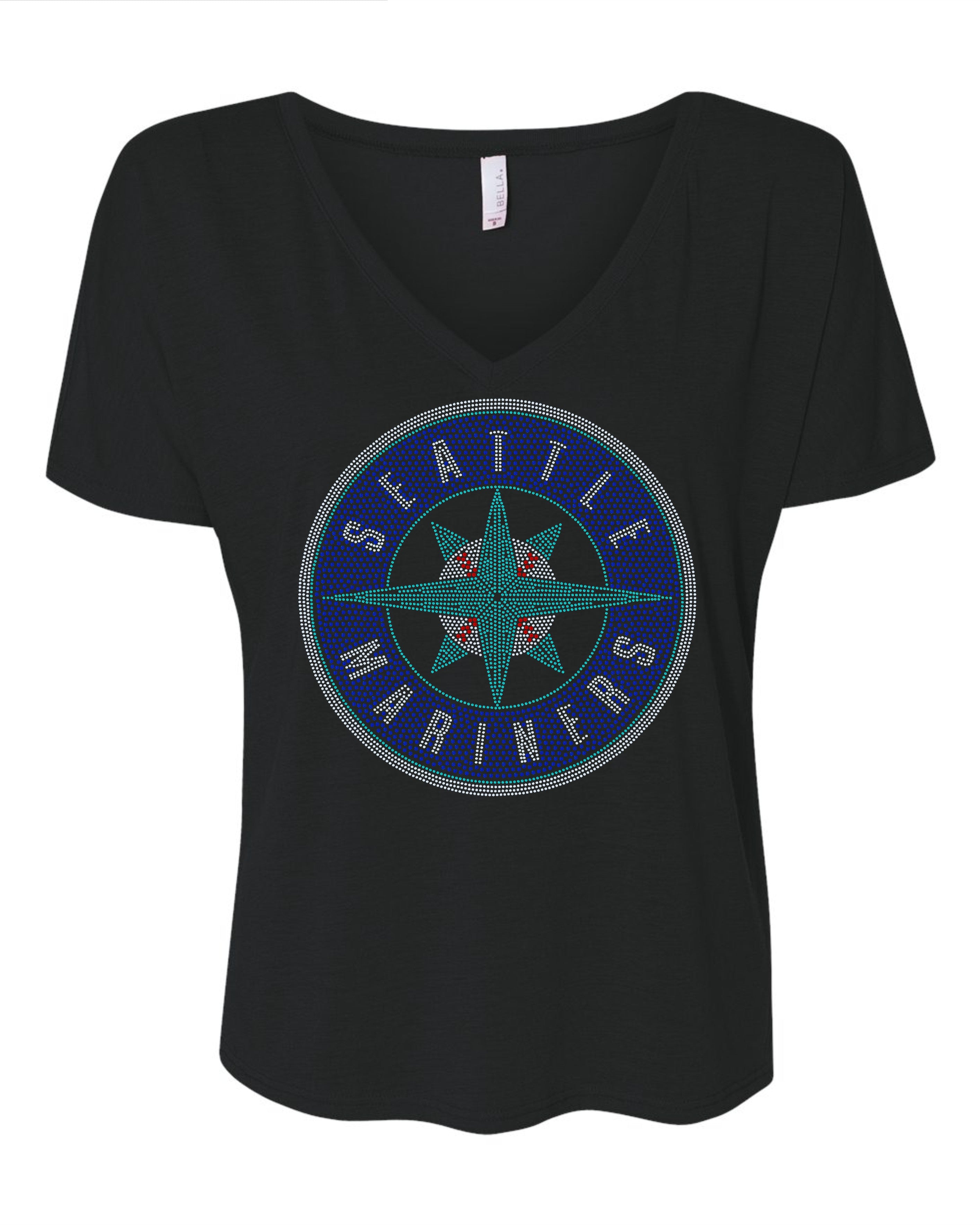 Seattle Mariners Baseball Bling Apparel – Ladies V-Neck Tee, Unisex Crewneck, Ladies Long Sleeve V-Neck Shirt, Unisex Sweatshirt