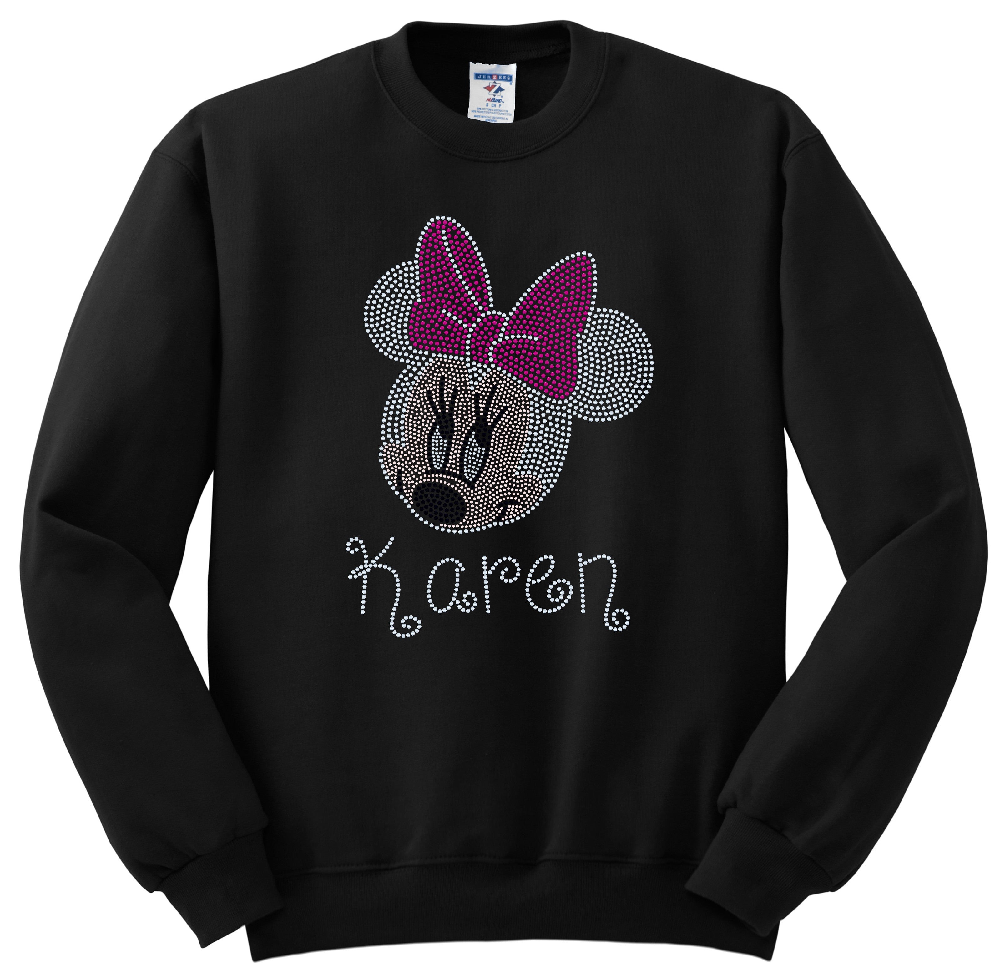 Girl Mouse Bling Apparel – Youth Girls, Ladies V-Neck Tee, Unisex Crewneck, Ladies Long Sleeve V-Neck Shirt, Unisex Sweatshirt/ Children & Adult Sizes Available, Sweatshirts / Free Personalization