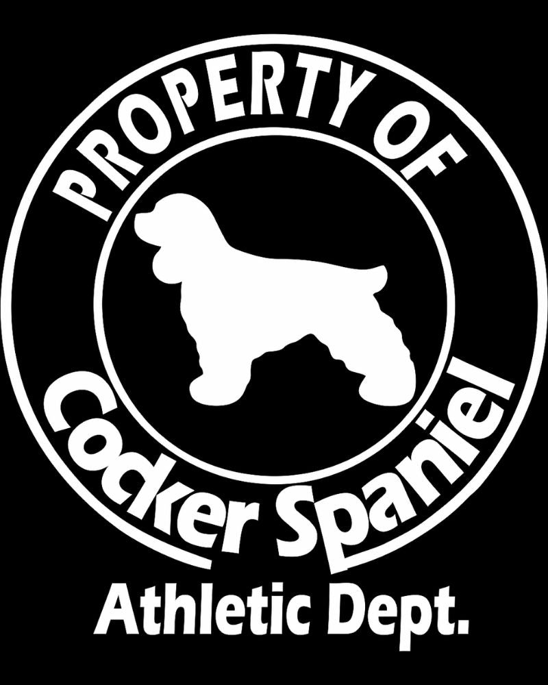 Property of Cocker Spaniel Athletic Department Apparel – Ladies V-Neck Tee, Unisex Crewneck, Ladies Long Sleeve V-Neck Shirt, Unisex Sweatshirt