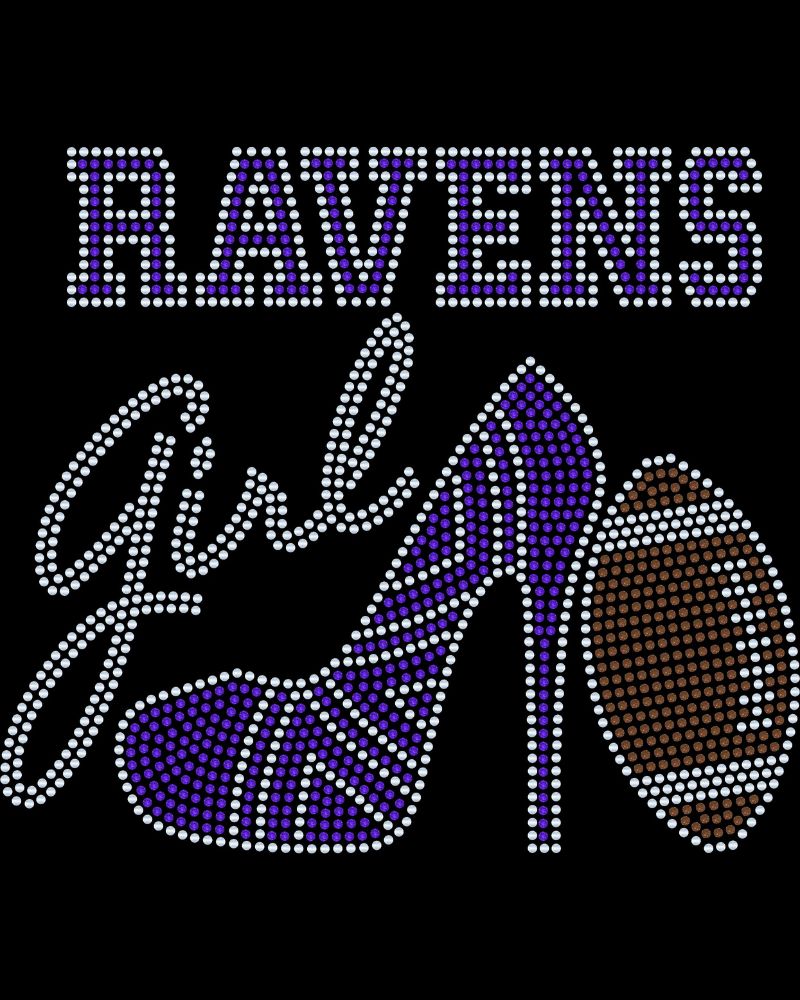 Baltimore Ravens Girl High Heel Football Bling Apparel -  Ladies V-Neck Tee, Unisex Crewneck, Ladies Long Sleeve V-Neck Shirt, Unisex Sweatshirt