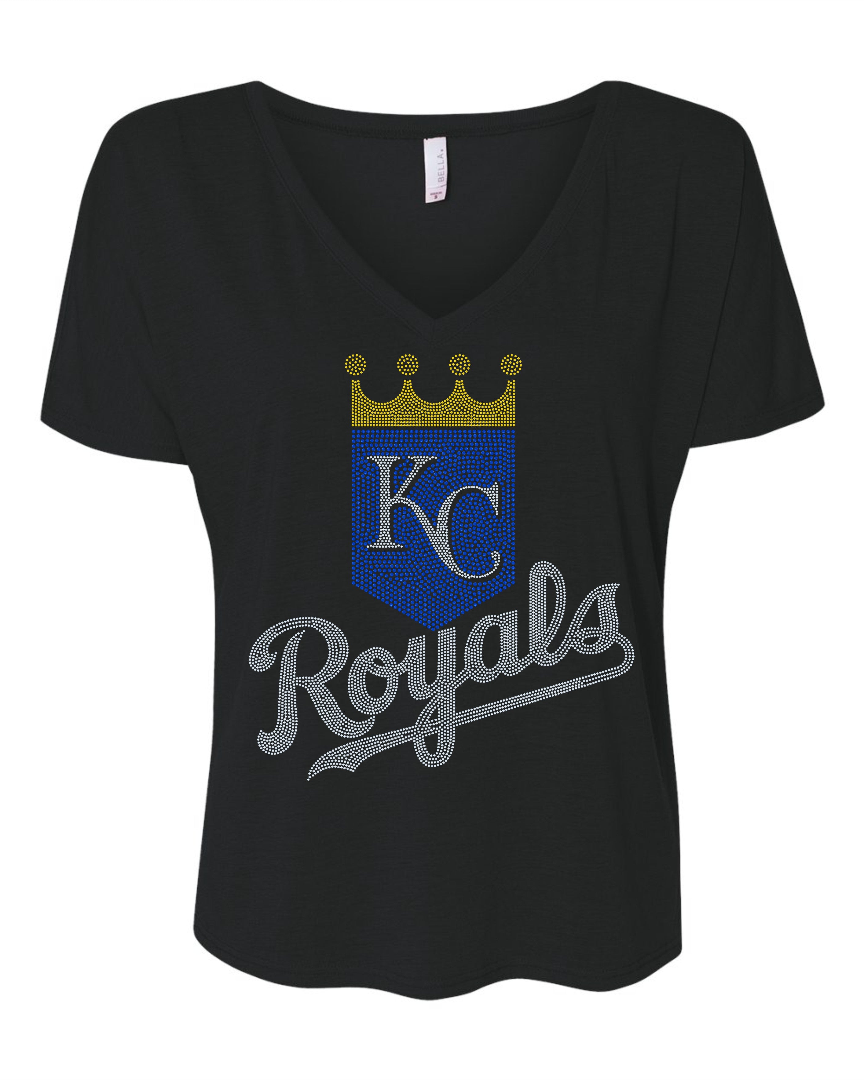 Kansas City Royals Baseball Bling Apparel – Ladies V-Neck Tee, Unisex Crewneck, Ladies Long Sleeve V-Neck Shirt, Unisex Sweatshirt