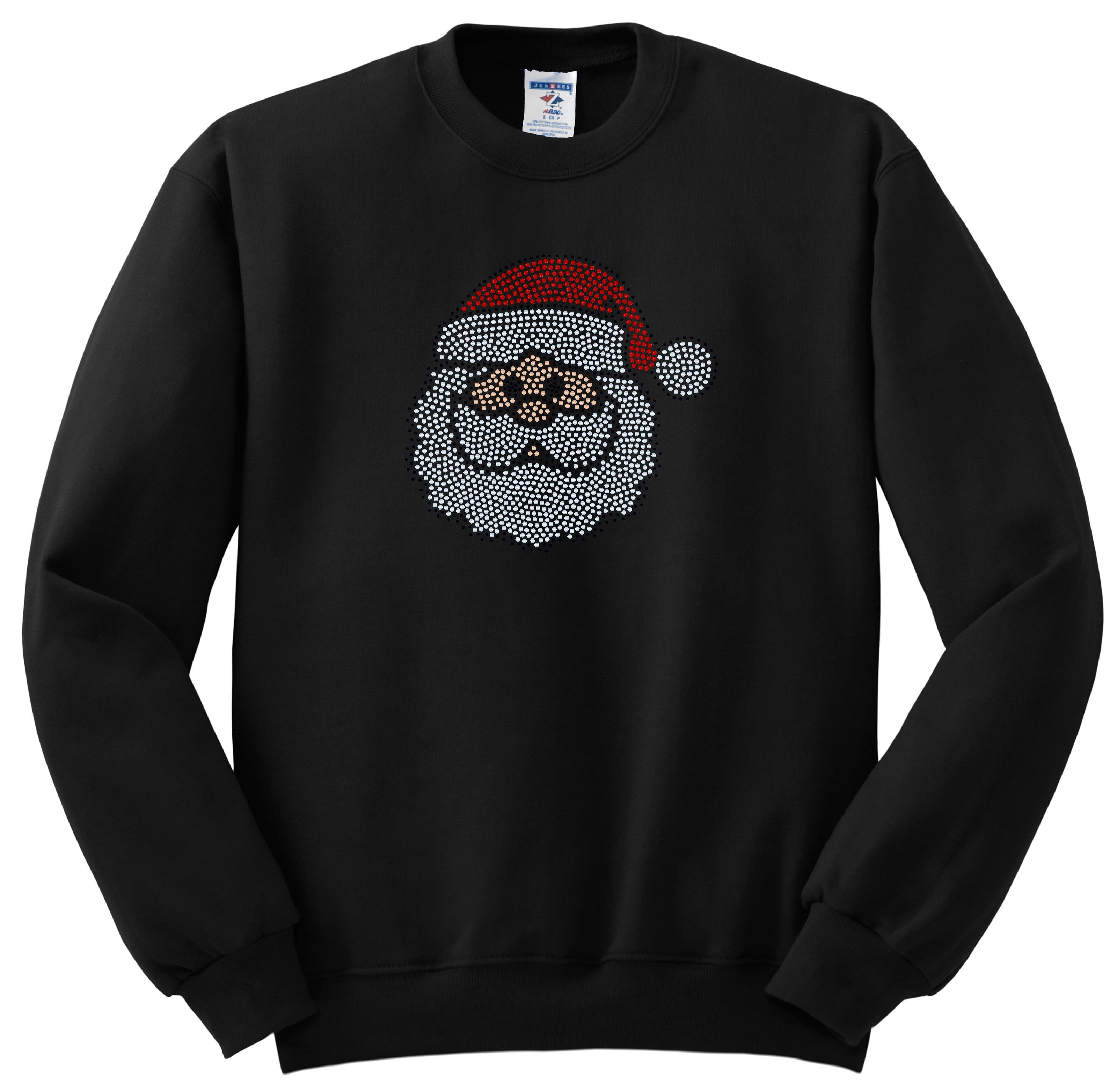 Christmas Santa Personalized Bling Apparel – Ladies V-Neck Tee, Unisex Crewneck, Ladies Long Sleeve V-Neck Shirt, Unisex Sweatshirt