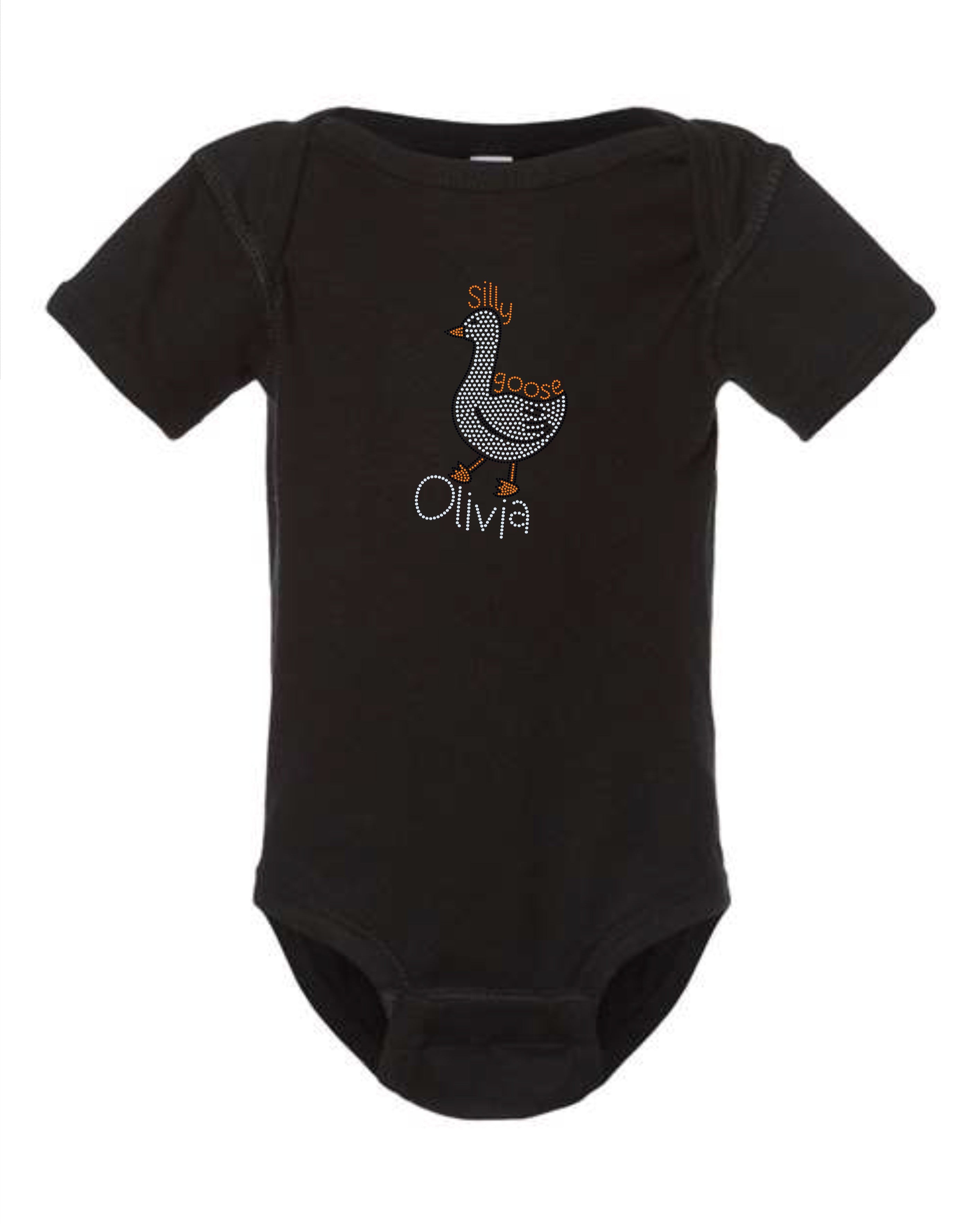 Silly Goose Onesie or Tee / Goose Bling Onesie! Baby Bling! Youth Tee / T-Shirt Bling! Free Personalization Available! - Stitch N Bling