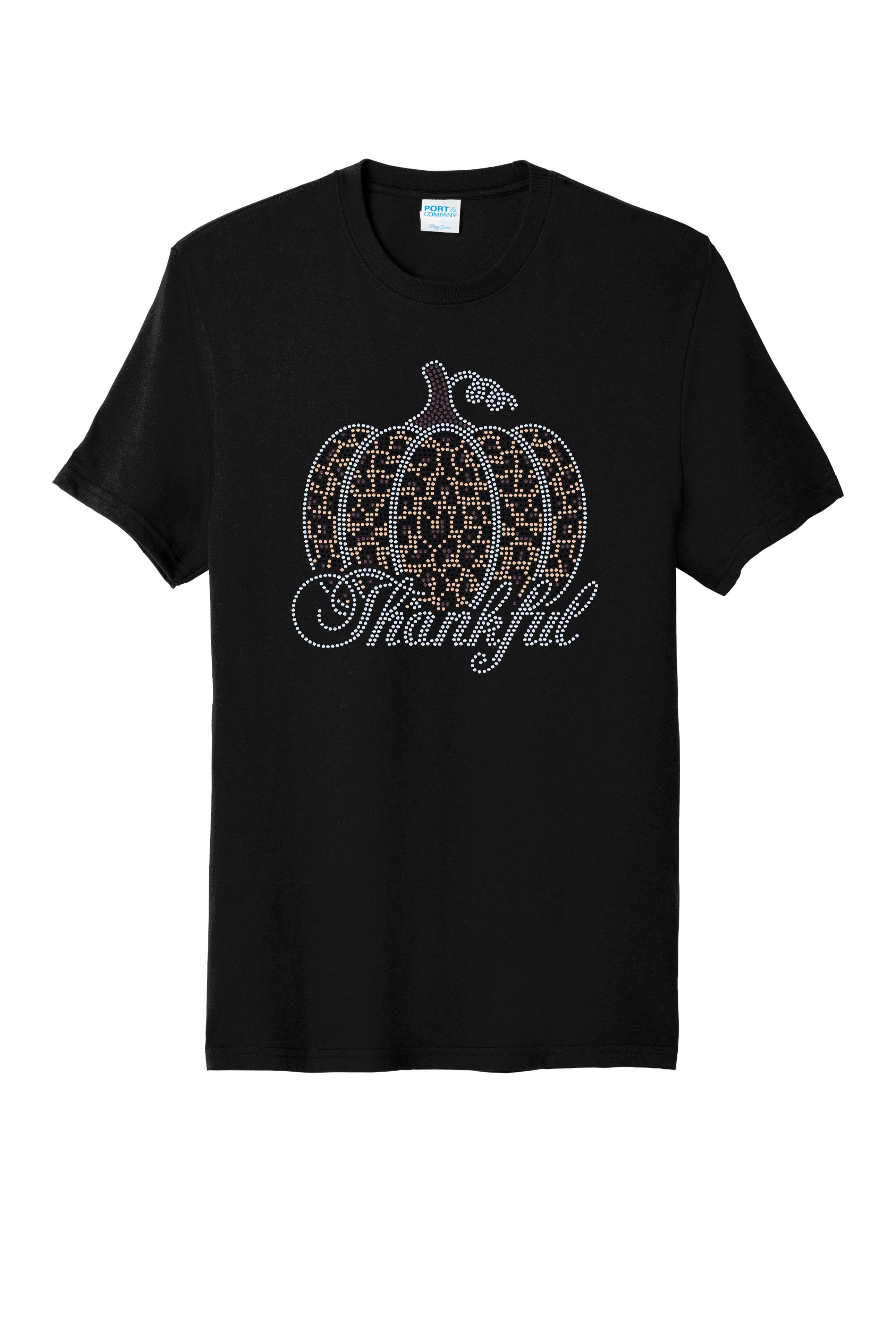 Thankful Leopard Pumpkin Bling Apparel – Ladies V-Neck Tee, Unisex Crewneck, Ladies Long Sleeve V-Neck Shirt, Unisex Sweatshirt