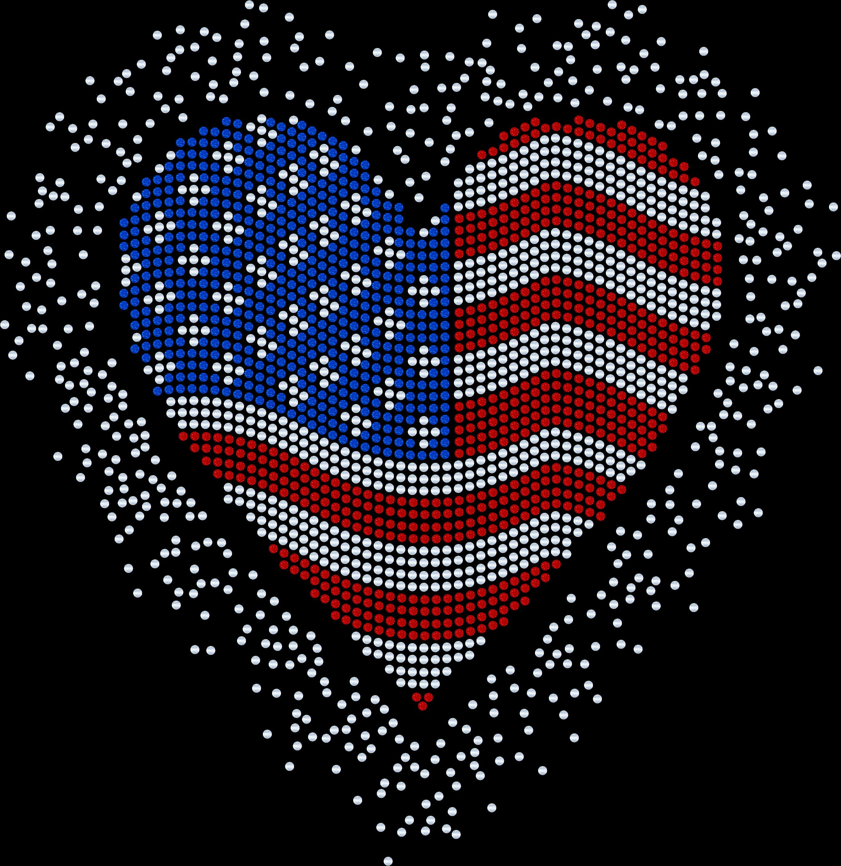 USA Heart Scatter American 4th of July Bling Apparel – Ladies V-Neck Tee, Unisex Crewneck, Ladies Long Sleeve V-Neck Shirt, Unisex Sweatshirt