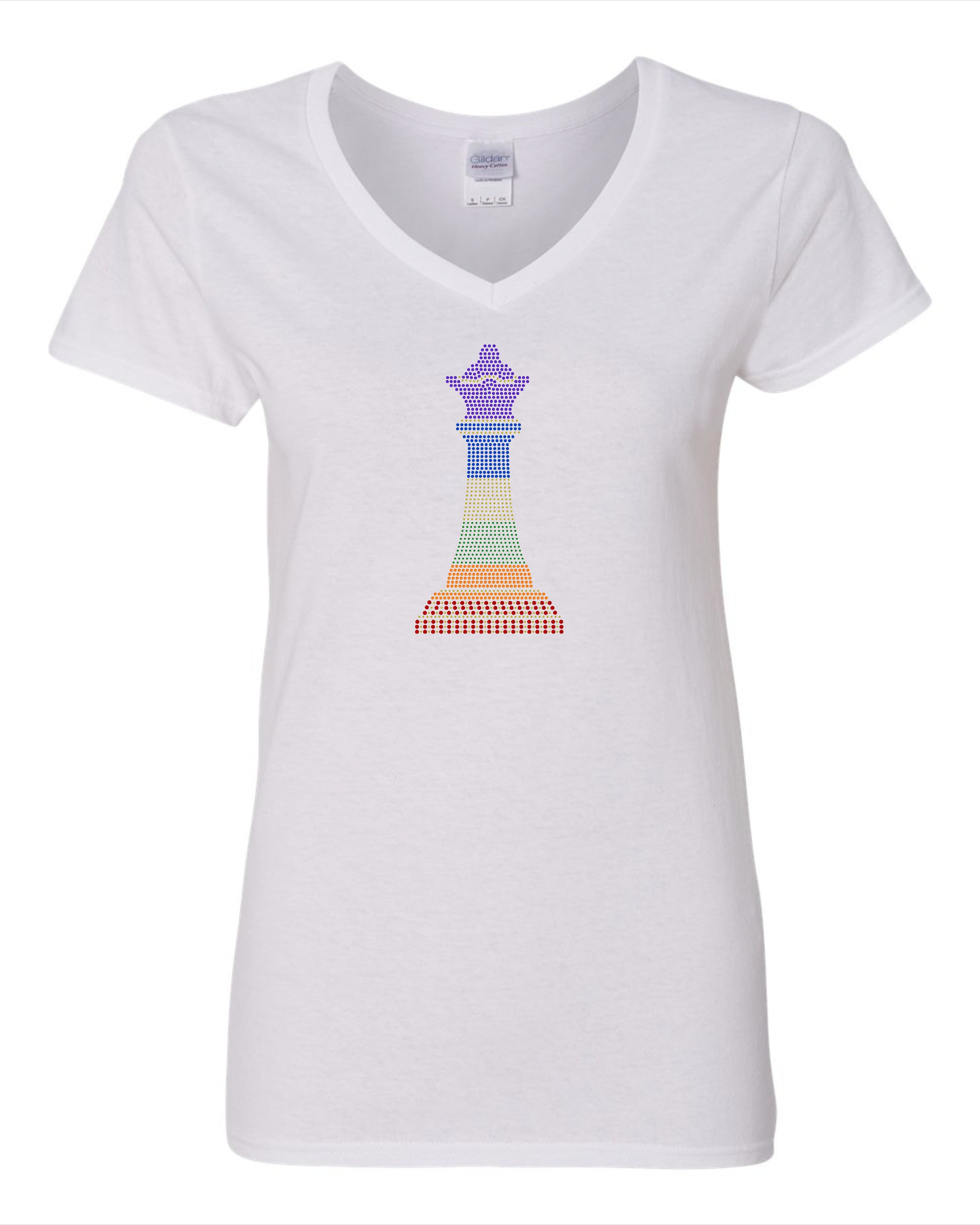 Pride Queen Bling Tee, Sparkling Pride Bling T-Shirt, Pride Chess Piece Tee, Tank or Sweatshirt Available - Stitch N Bling