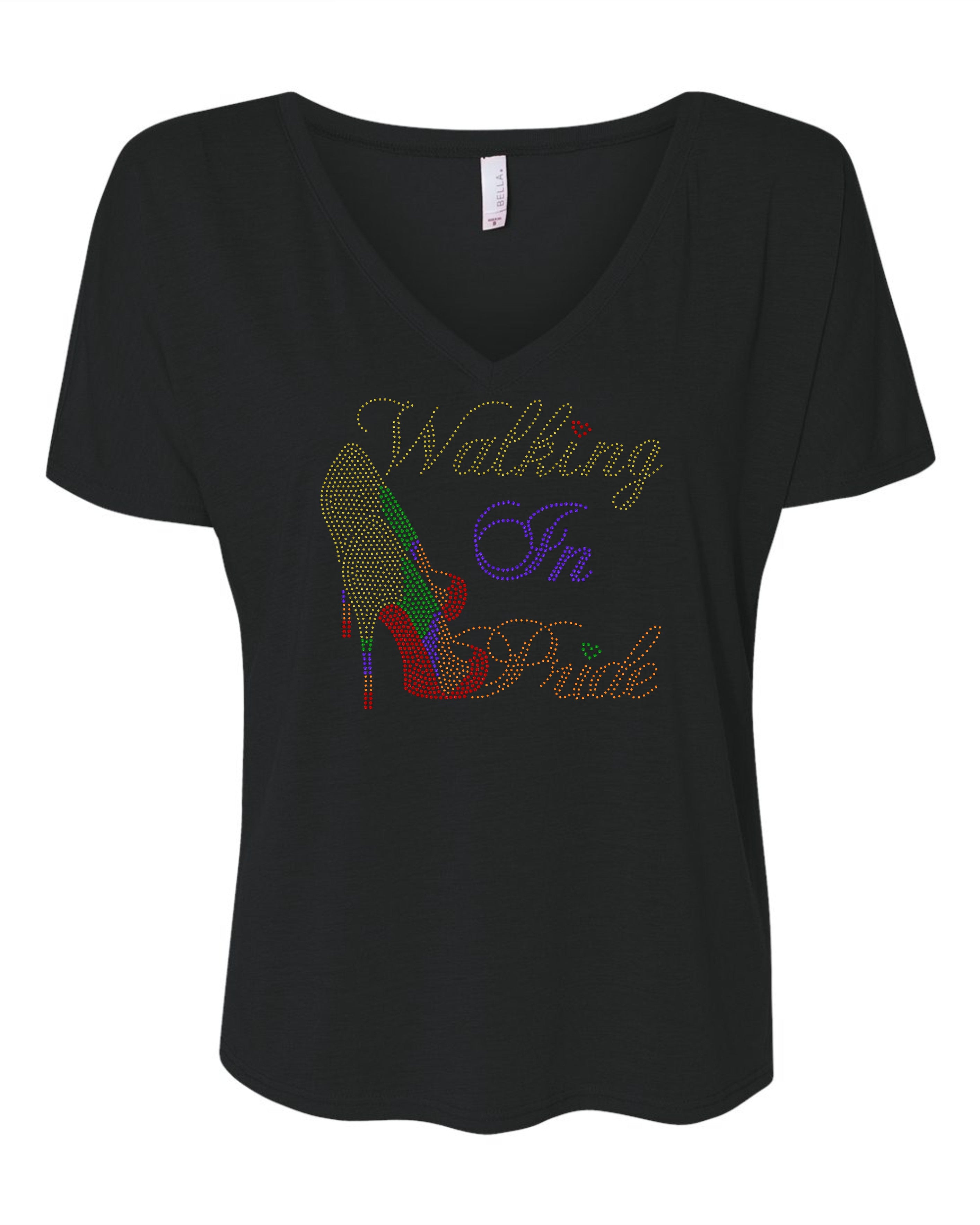 Walking in Pride Bling Tee, Sparkling Pride Bling T-Shirt, Pride High Heel Tee, Tank or Sweatshirt Available (Copy) - Stitch N Bling
