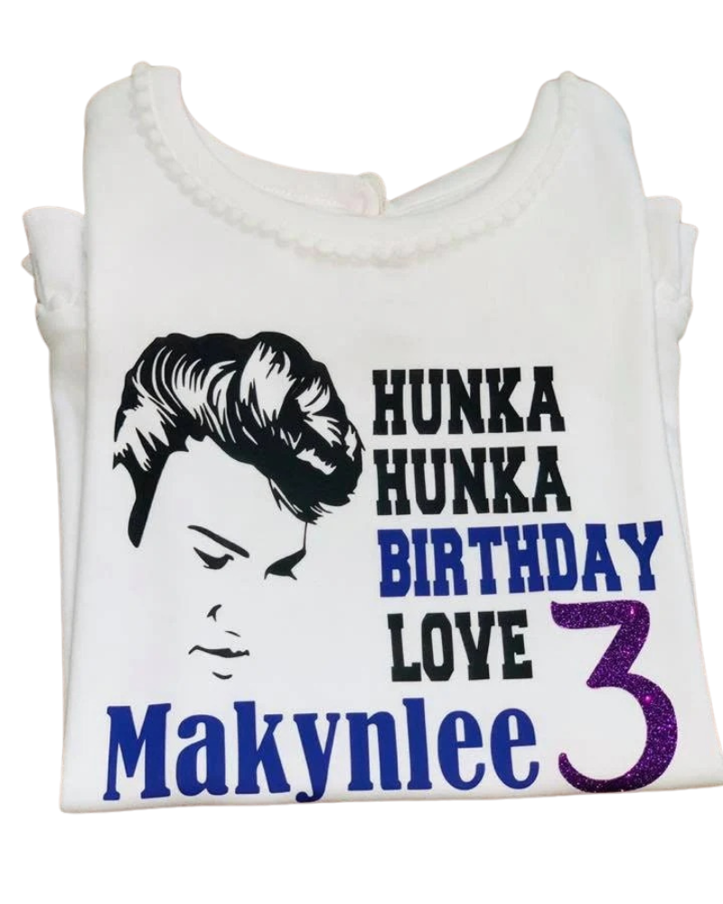 Hunka Hunka Birthday Love Apparel – Ladies V-Neck Tee, Unisex Crewneck, Ladies Long Sleeve V-Neck Shirt, Unisex Sweatshirt