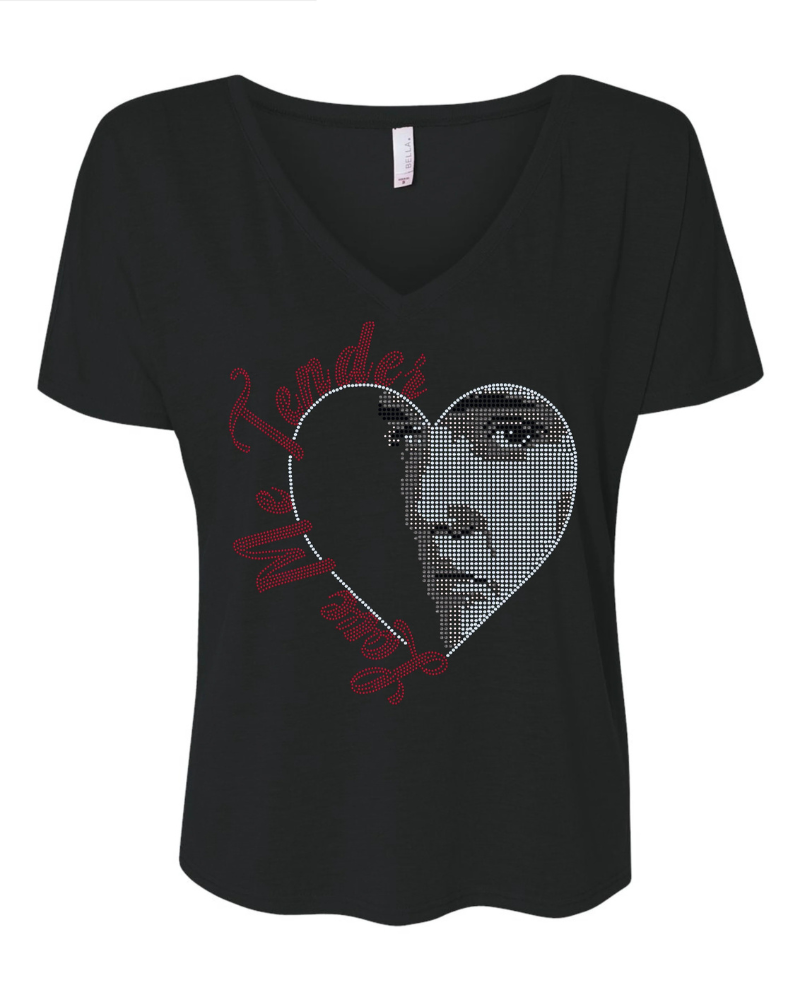 Elvis Love Me Tender Valentine Bling Apparel – Ladies V-Neck Tee, Unisex Crewneck, Ladies Long Sleeve V-Neck Shirt, Unisex Sweatshirt