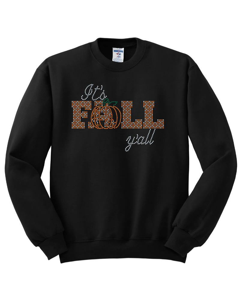 It's Fall Y'all Bling Apparel – Ladies V-Neck Tee, Unisex Crewneck, Ladies Long Sleeve V-Neck Shirt, Unisex Sweatshirt