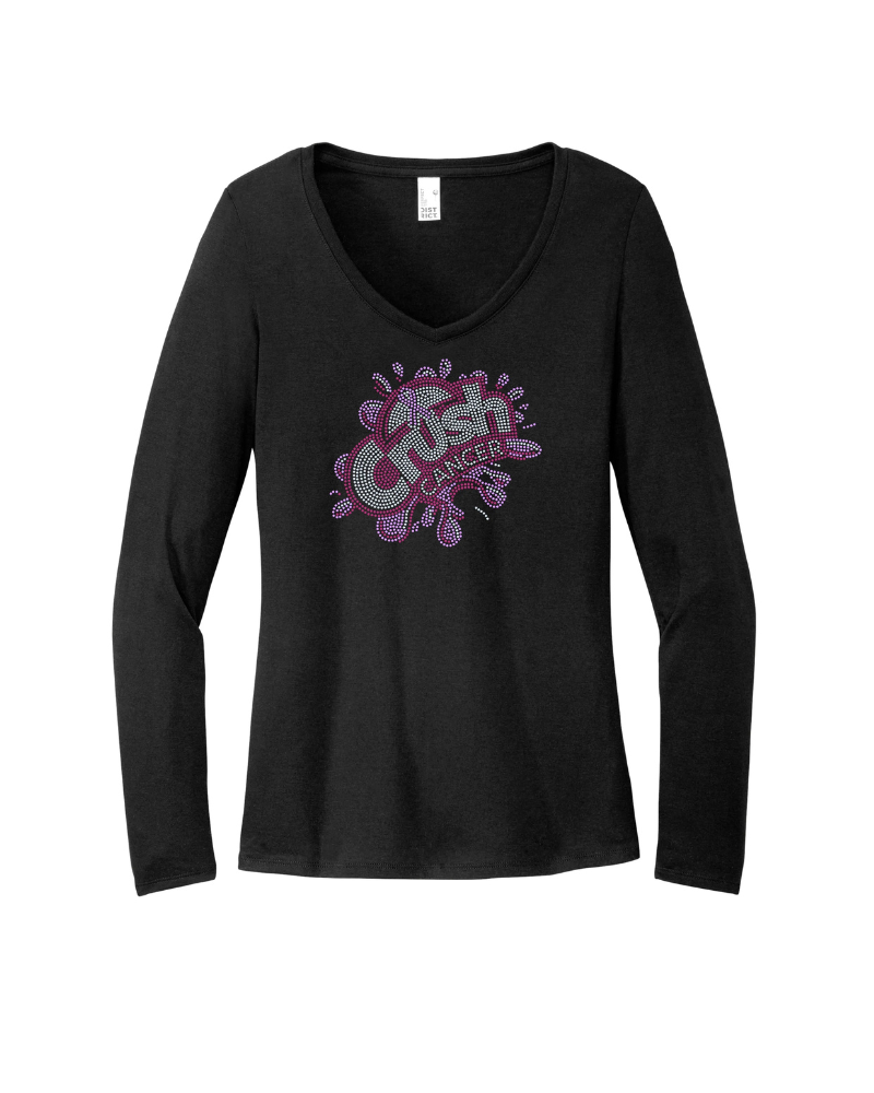 Crush Breast Cancer Awareness Apparel – Ladies V-Neck Tee, Unisex Crewneck, Ladies Long Sleeve V-Neck Shirt, Unisex Sweatshirt