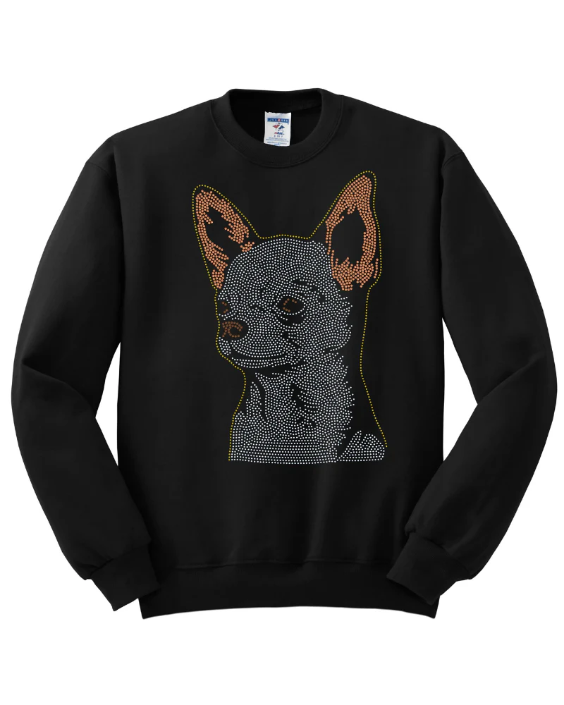 Chihuahua Dog Mom Bling Apparel – Ladies V-Neck Tee, Unisex Crewneck, Ladies Long Sleeve V-Neck Shirt, Unisex Sweatshirt