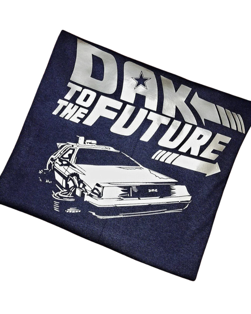 Dak to the Future Dallas Cowboy Graphic Apparel – Ladies V-Neck Tee, Unisex Crewneck, Ladies Long Sleeve V-Neck Shirt, Unisex Sweatshirt
