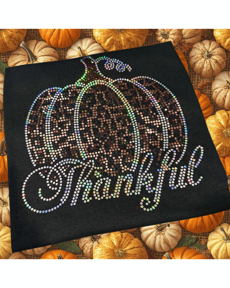 Thankful Leopard Pumpkin Bling Apparel – Ladies V-Neck Tee, Unisex Crewneck, Ladies Long Sleeve V-Neck Shirt, Unisex Sweatshirt