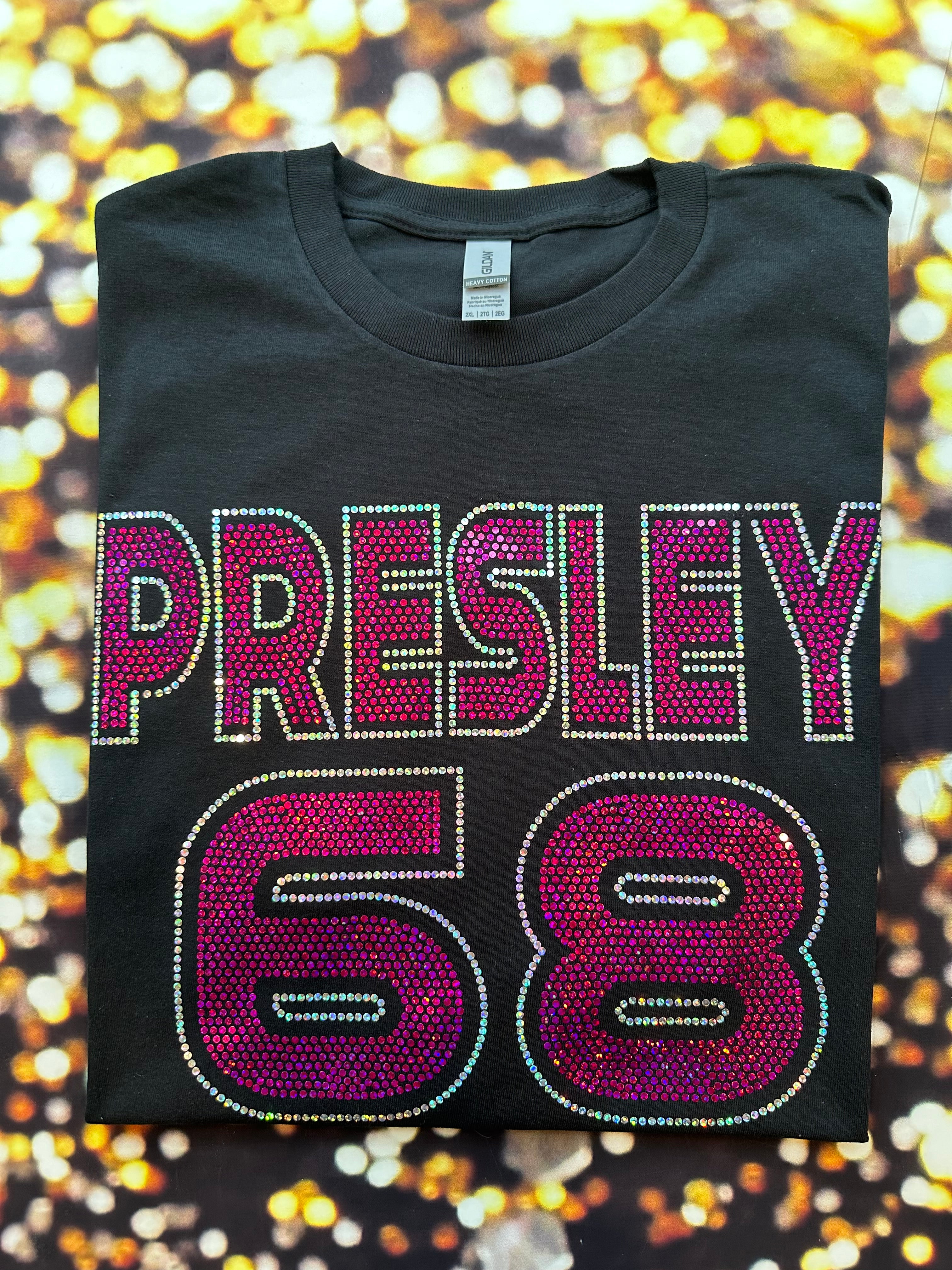 Elvis Presley 68 Comeback Special Bling Tees, Elvis BLING Spangle Tees, Long Sleeves, Sweatshirts! TCB, King of Rock n Roll! - Stitch N Bling