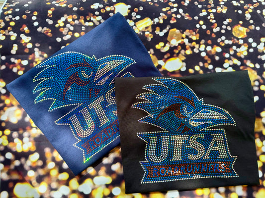 UTSA Roadrunners Texas University! University of Texas at San Antonio College Bling/Sports University Sparkle/Texas Sports Bling Tee or Tank - Stitch N Bling