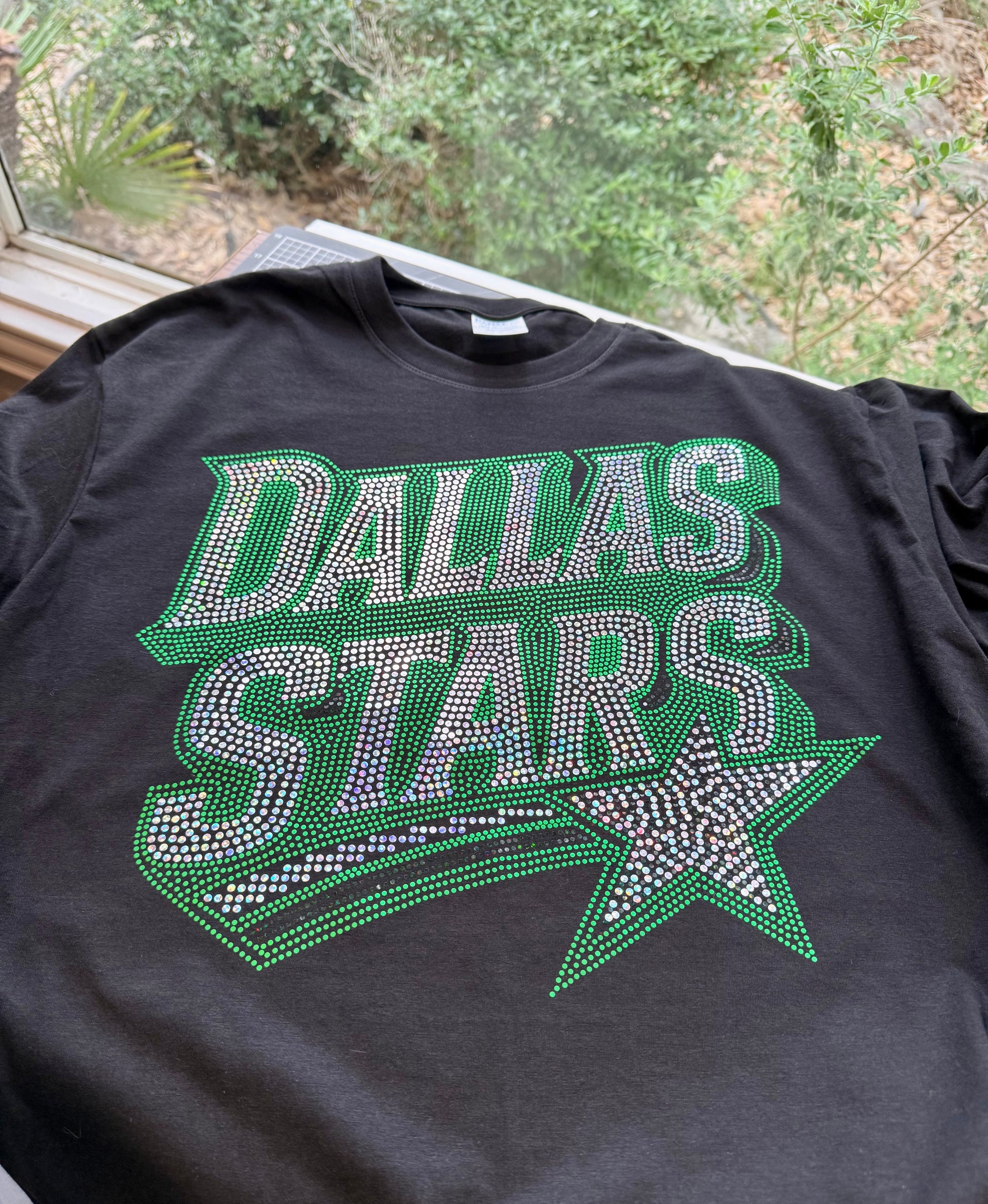 Dallas Stars Bling Tee, Hockey Bling T-Shirt, Dallas Hockey, Optional Personalization Name & Number Tee! - Stitch N Bling