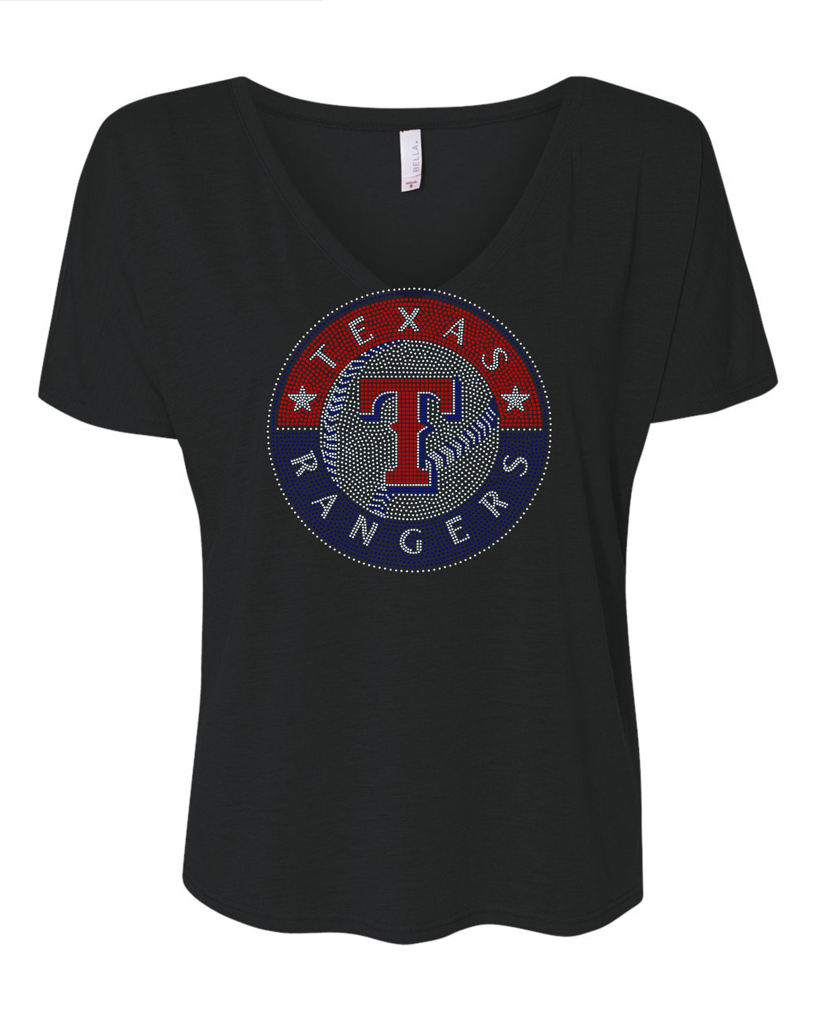Texas Rangers Baseball Sports Bling Apparel – Ladies V-Neck Tee, Unisex Crewneck, Ladies Long Sleeve V-Neck Shirt, Unisex Sweatshirt