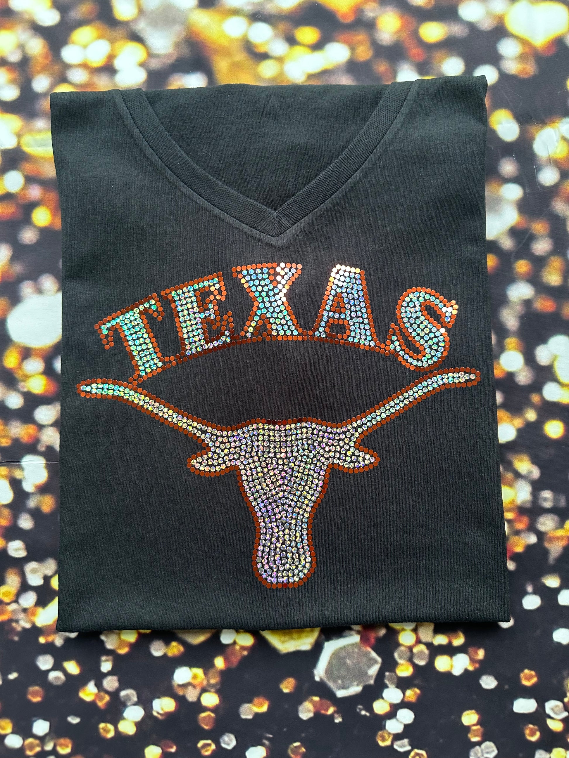 UT Austin Longhorn Texas University! University of Texas at Austin Bling/University/Texas Sports Bling Tee or Tank! White or Black tee! - Stitch N Bling