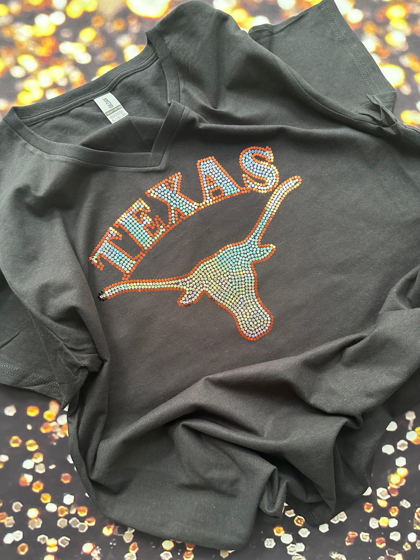 UT Austin Longhorn Texas University! University of Texas at Austin Bling/University/Texas Sports Bling Tee or Tank! White or Black tee! - Stitch N Bling
