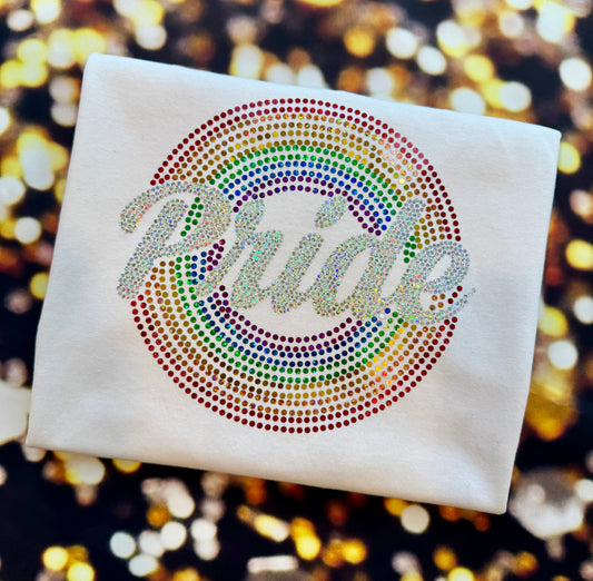 Circle of Pride Bling Shirt, Pride in Full Circle Sparkling Bling T-Shirt, Shimmering Circle Pride Tee, Tank or Sweatshirt Available