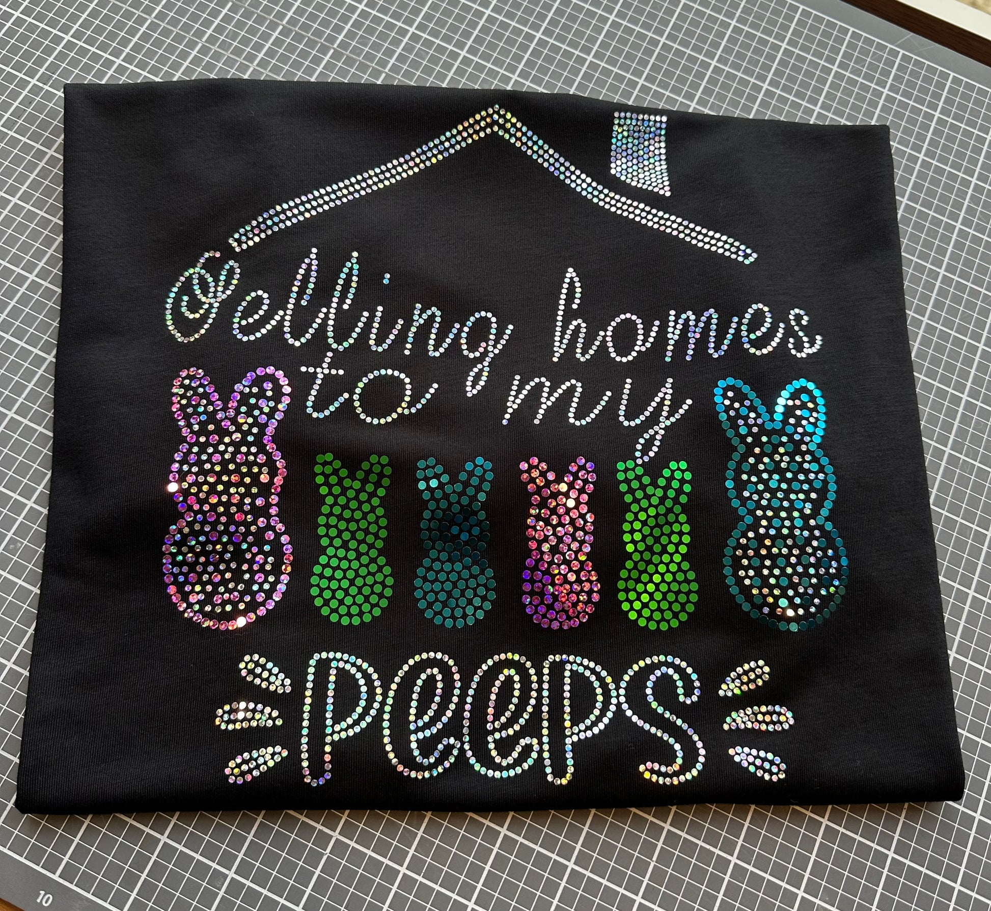 Selling Homes to My Peeps! Easter Real Estate Bling Tee / REALTOR Work Tee Sparkly Spangle Collared Tee / Bunny Rabbit Holiday Tee/ Polo Option - Stitch N Bling