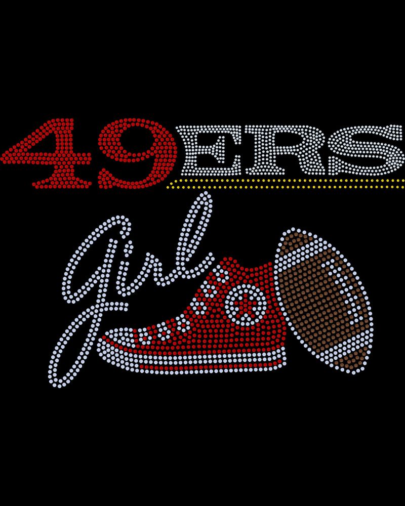 San Francisco 49ers Girl Tennis Shoe Football Bling Apparel -  Ladies V-Neck Tee, Unisex Crewneck, Ladies Long Sleeve V-Neck Shirt, Unisex Sweatshirt