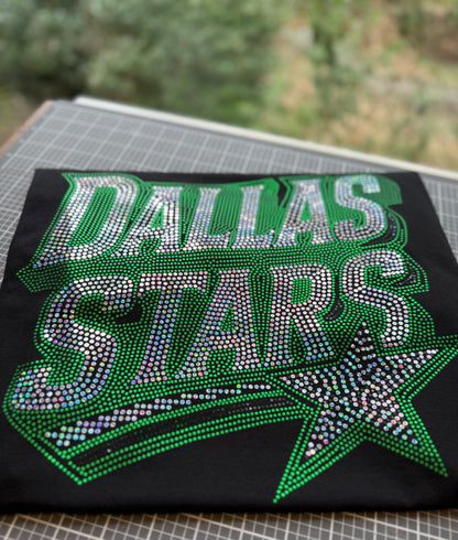 Dallas Stars Bling Tee, Hockey Bling T-Shirt, Dallas Hockey, Optional Personalization Name & Number Tee! - Stitch N Bling