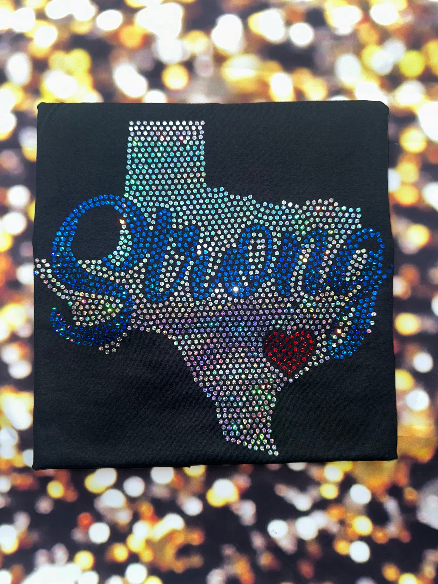 Texas Strong Heart Bling Shirt/State of Texas Sparkle Tee/ Texas Spirit Tee, Long Sleeve, Sweatshirt