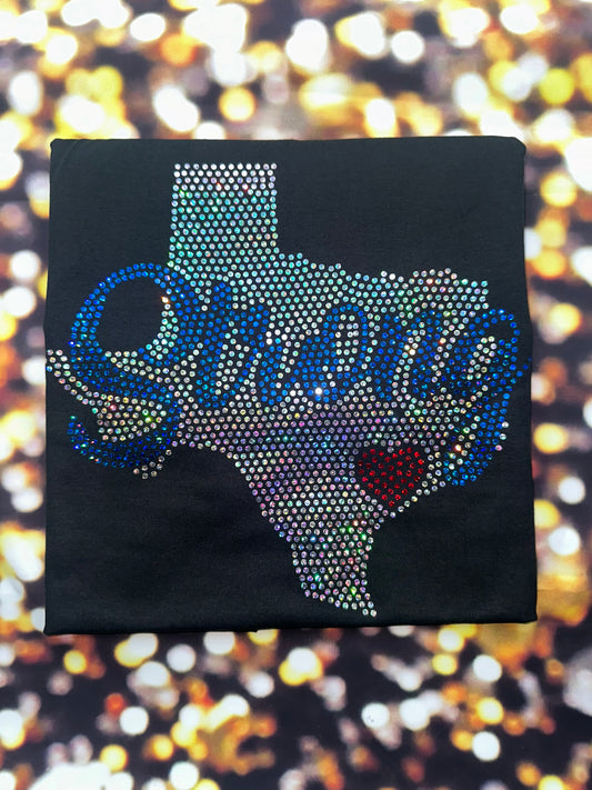 Texas Strong Heart Bling Shirt/State of Texas Sparkle Tee/ Texas Spirit Tee, Long Sleeve, Sweatshirt