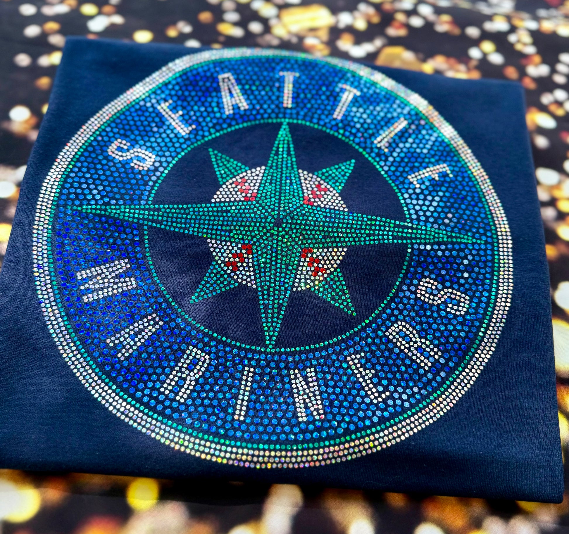 Seattle Mariners Bling / Baseball Sparkle/ Mariners Sports Bling Navy or Black Tee! Sweatshirts and Long Sleeves Available! - Stitch N Bling