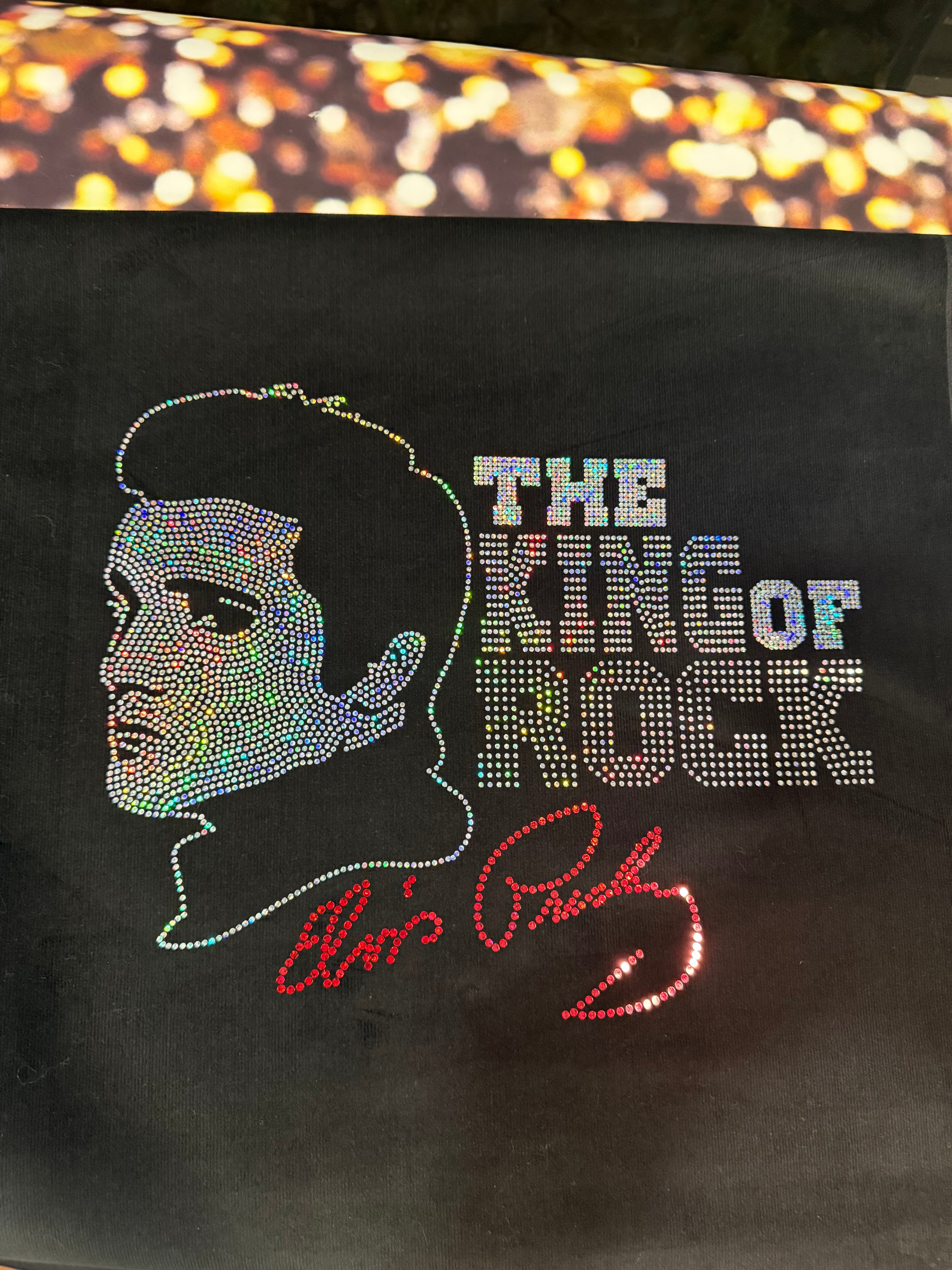 Elvis The King of Rock Bling Apparel – Ladies V-Neck Tee, Unisex Crewneck, Ladies Long Sleeve V-Neck Shirt, Unisex Sweatshirt