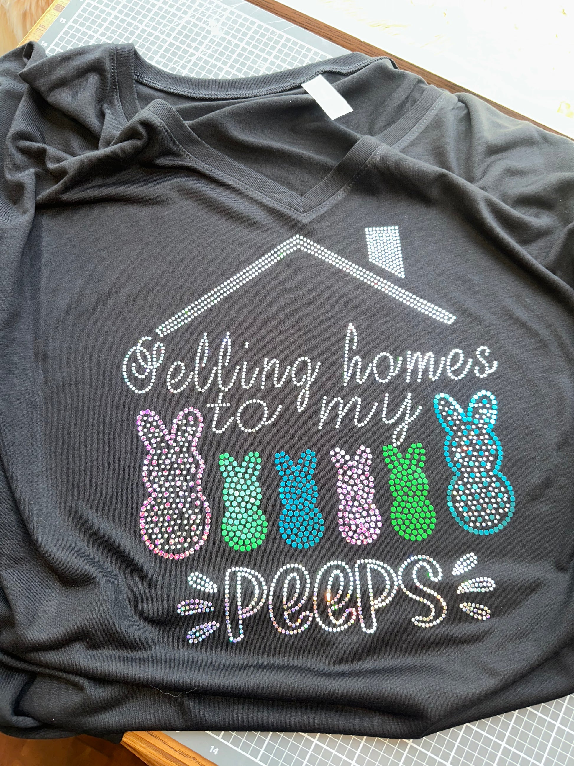 Selling Homes to My Peeps! Easter Real Estate Bling Tee / REALTOR Work Tee Sparkly Spangle Collared Tee / Bunny Rabbit Holiday Tee/ Polo Option - Stitch N Bling