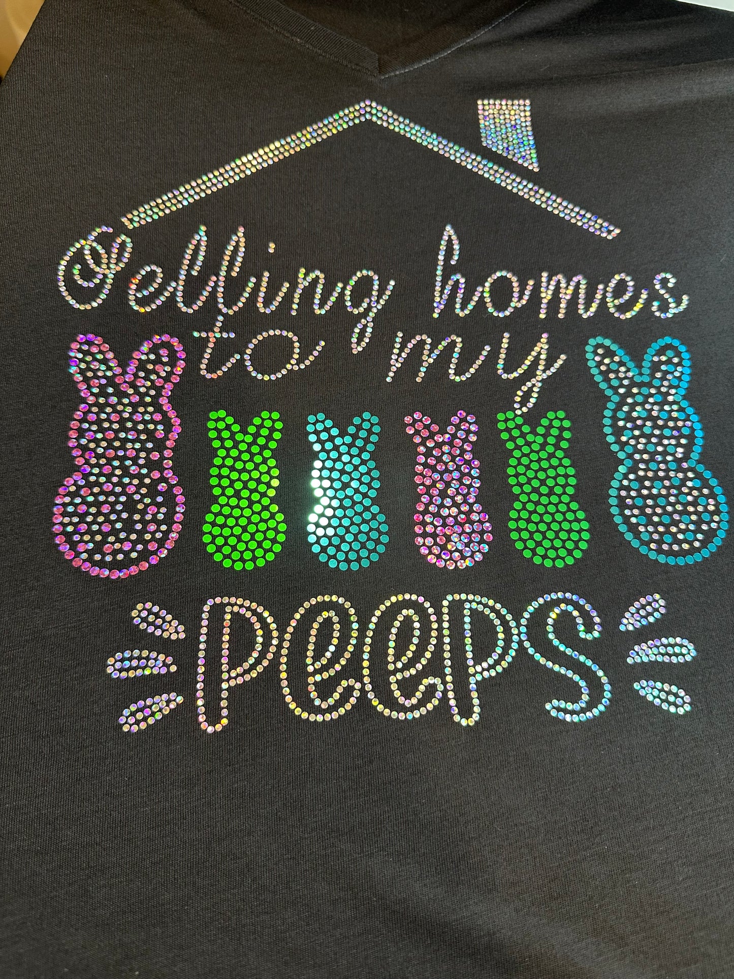 Selling Homes to My Peeps! Easter Real Estate Bling Tee / REALTOR Work Tee Sparkly Spangle Collared Tee / Bunny Rabbit Holiday Tee/ Polo Option - Stitch N Bling