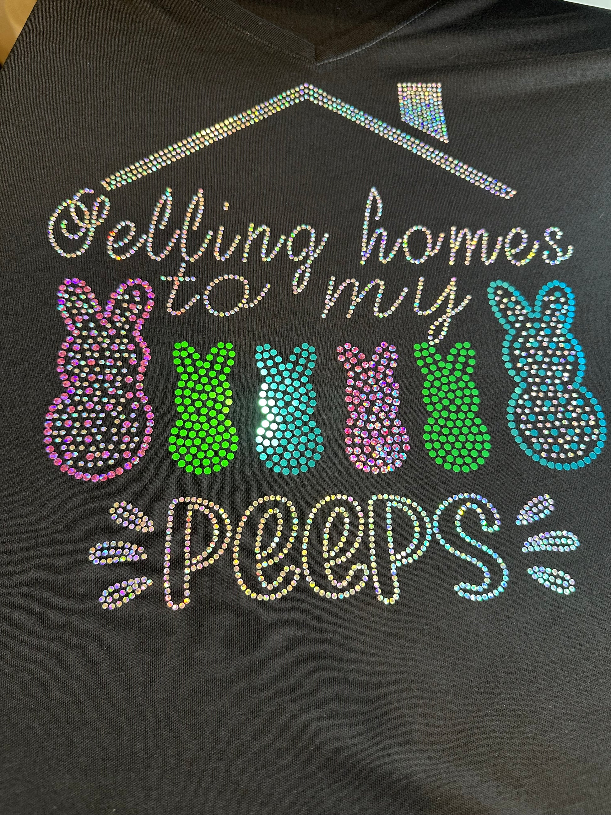 Selling Homes to My Peeps! Easter Real Estate Bling Tee / REALTOR Work Tee Sparkly Spangle Collared Tee / Bunny Rabbit Holiday Tee/ Polo Option - Stitch N Bling