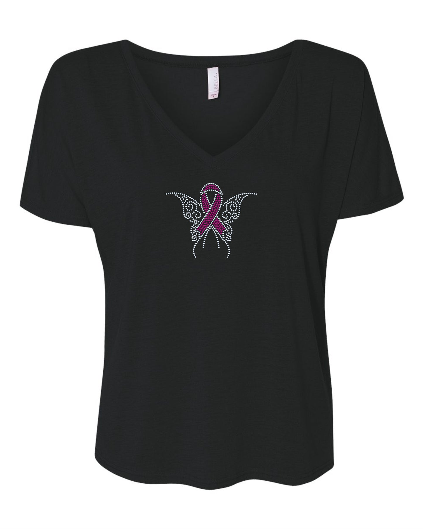 Awareness Butterfly Bling Tee / Alzheimer, Cancer Ribbon Awareness Bling Tee / Choose your Ribbon color bling! / Support T-Shirt, Sweatshirt, Tee or Long Sleeve! - Stitch N Bling