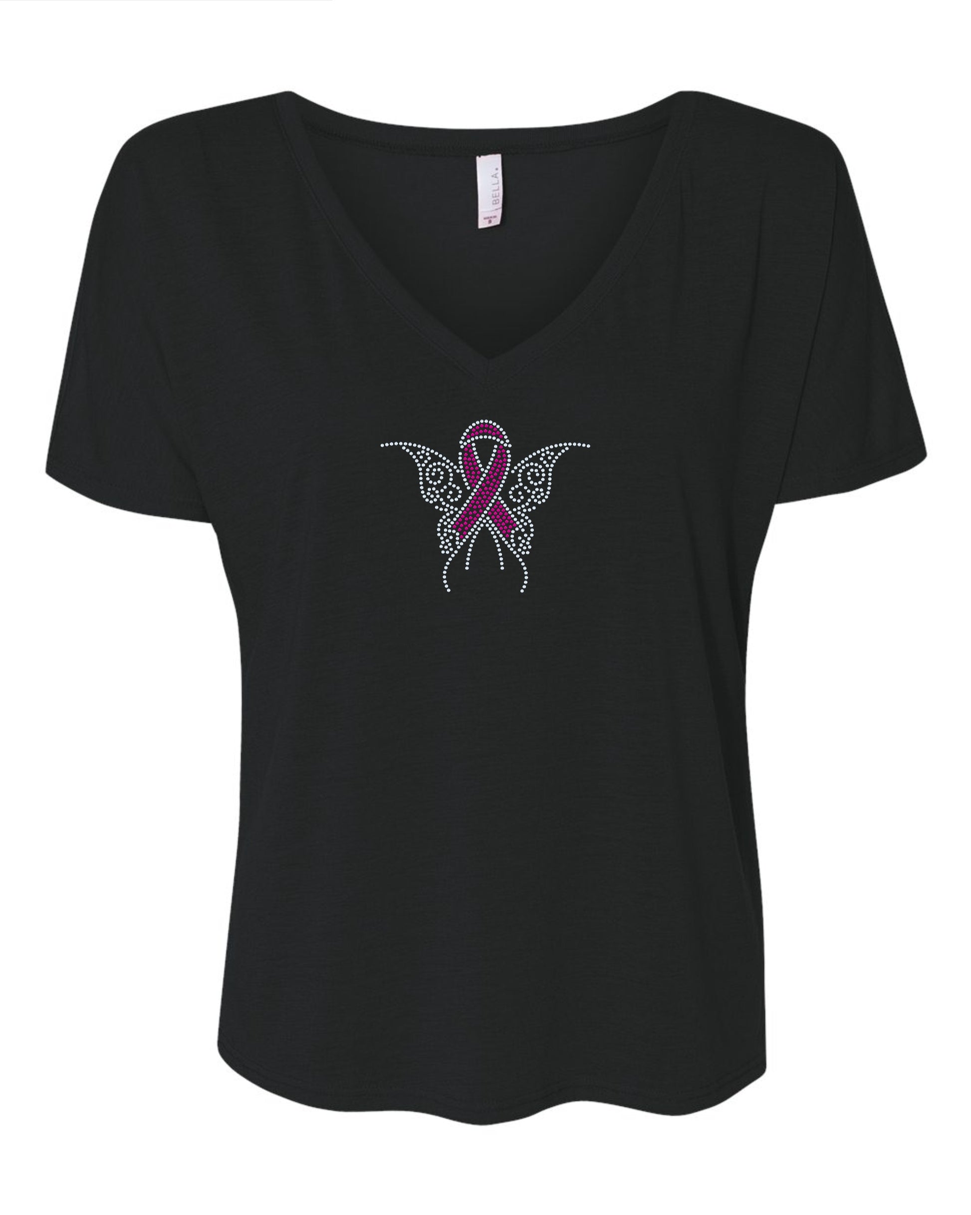 Awareness Butterfly Bling Tee / Alzheimer, Cancer Ribbon Awareness Bling Tee / Choose your Ribbon color bling! / Support T-Shirt, Sweatshirt, Tee or Long Sleeve! - Stitch N Bling