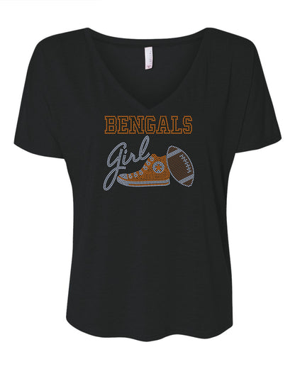 Cincinnati Bengals Football Bling Tee, Converse Tennis Shoe, Bengals Girl, Personalization Optional! Tees, Long sleeve and Sweatshirts! - Stitch N Bling