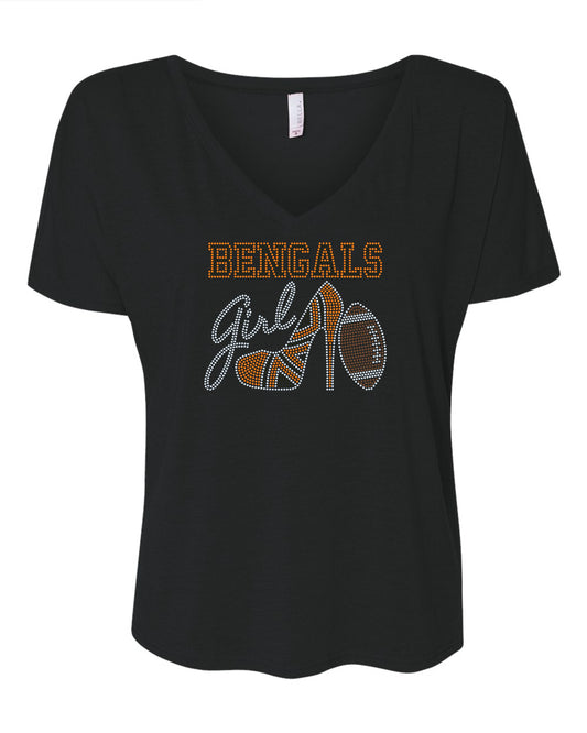 Cincinnati Bengals Football Bling Tee, High Heel Shoe, Bengals Girl, Personalization Optional! Tees, Long sleeve and Sweatshirts!